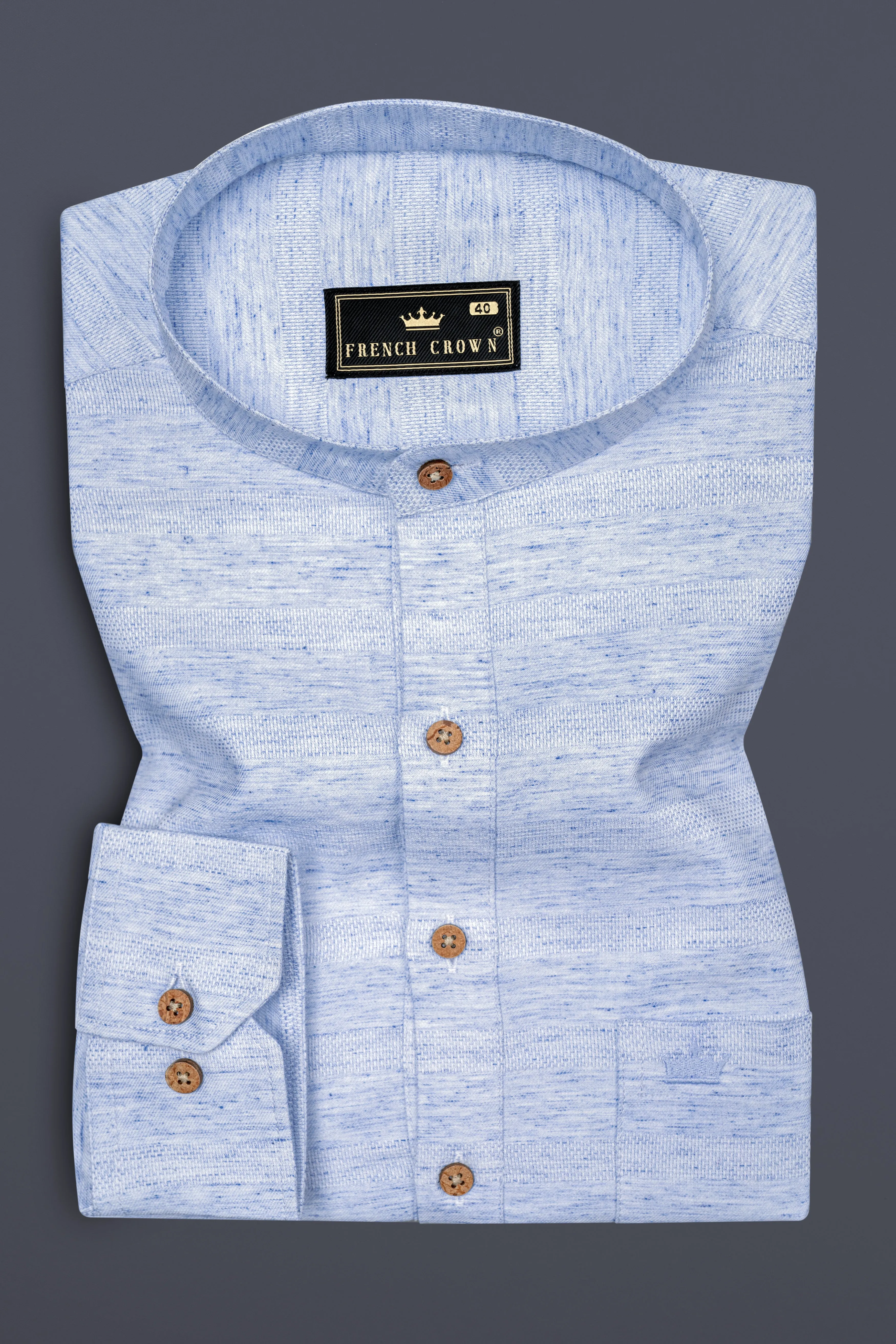 Carolina Blue Dobby Textured Premium Giza Cotton Designer Shirt sold by French Crown product image thumbnail 2