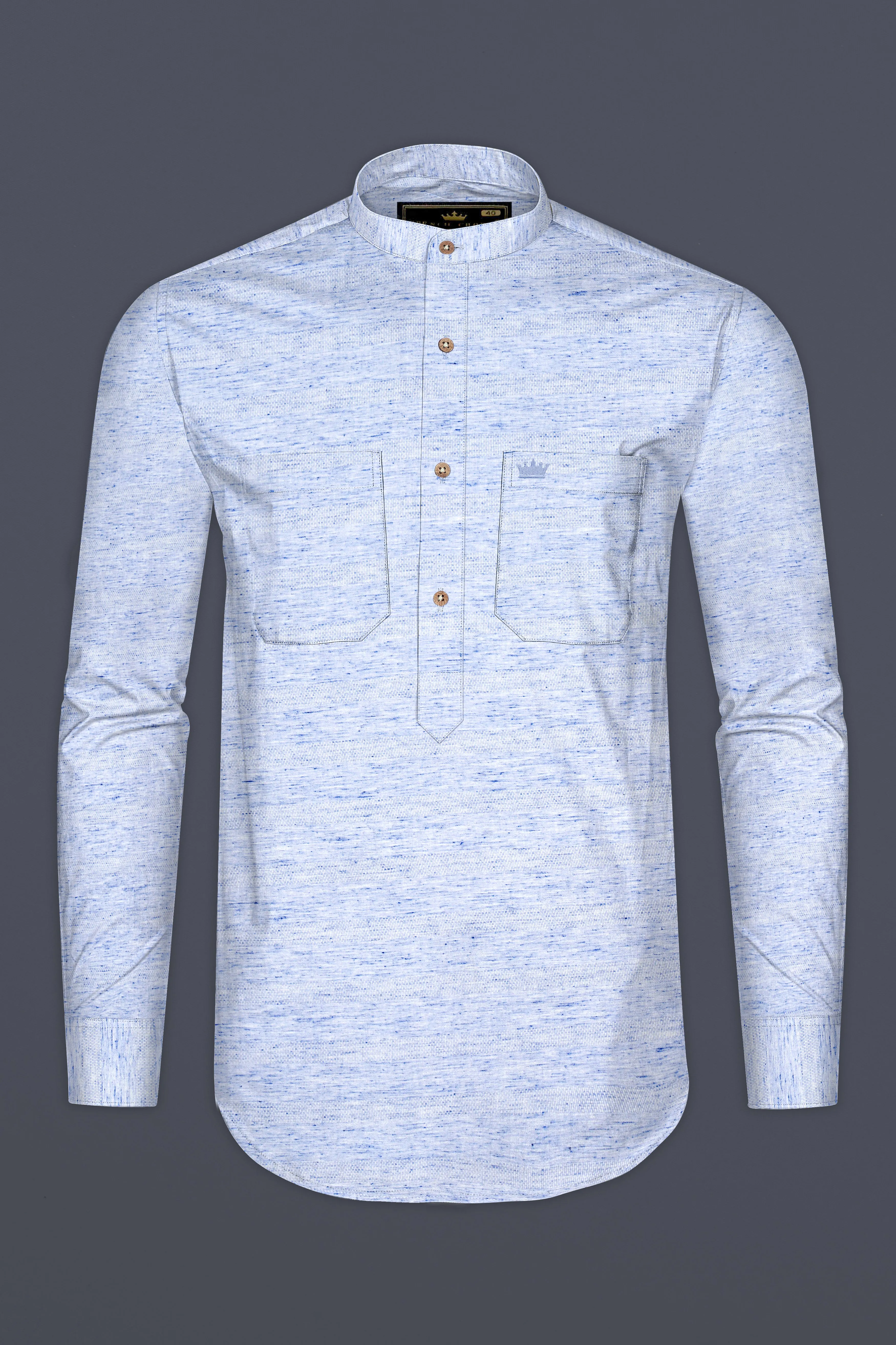 Carolina Blue Dobby Textured Premium Giza Cotton Designer Shirt sold by French Crown product image thumbnail 4