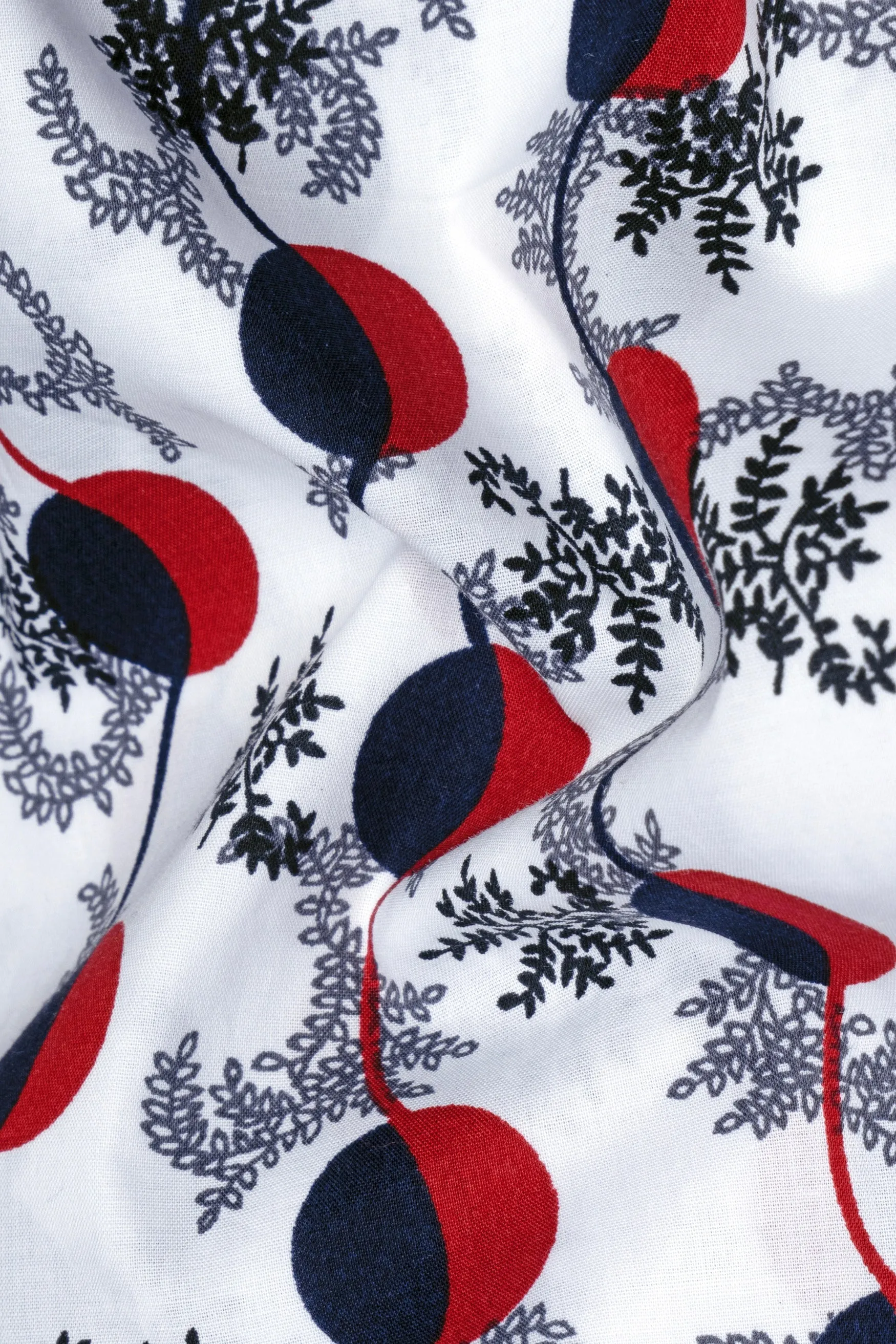 Bright White with Carmine Red and Midnight Blue Printed Poplin Giza Cotton Shirt sold by French Crown product image thumbnail 2