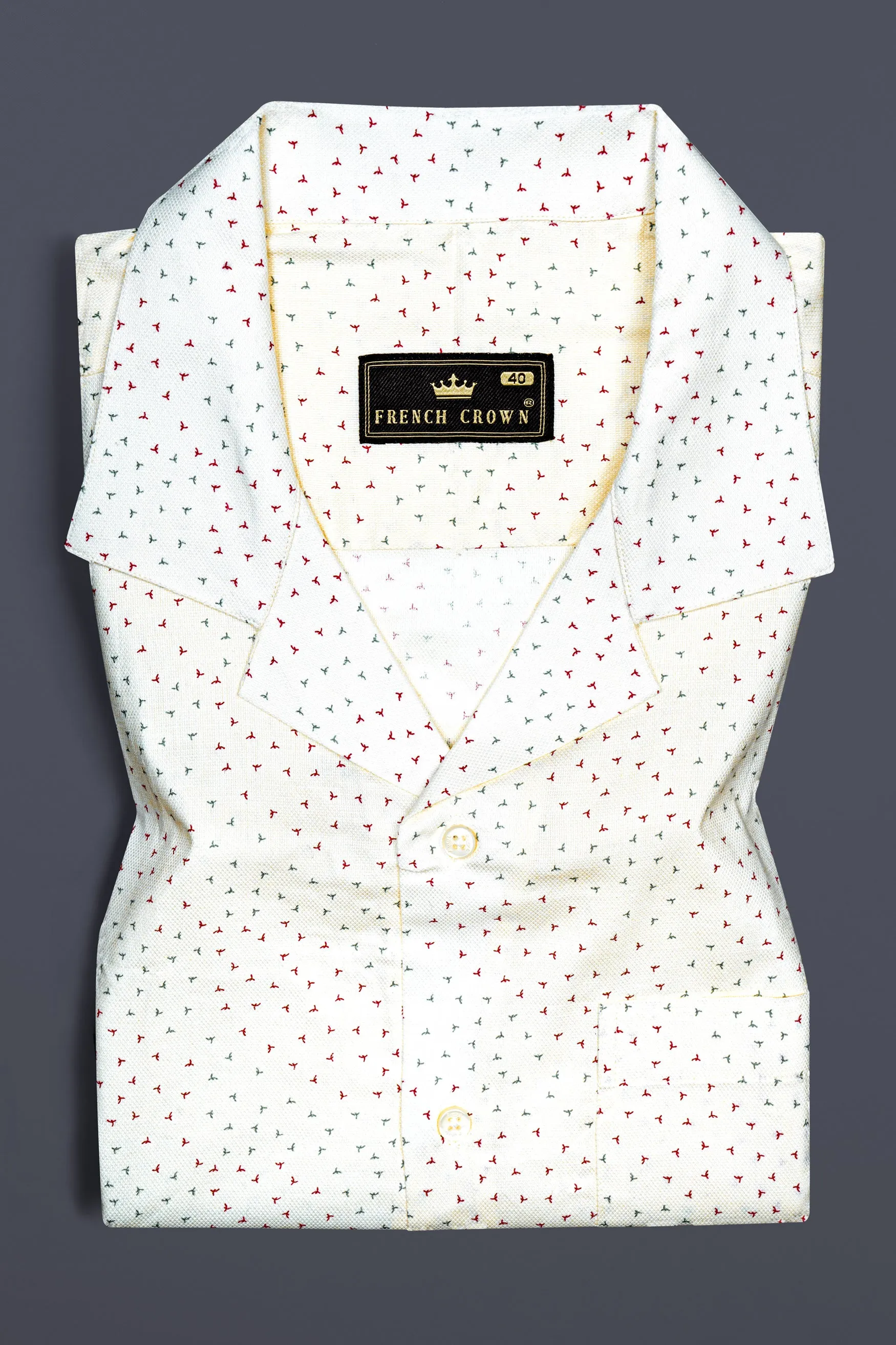 Bright White Dobby Textured Premium Giza Cotton Shirt sold by French Crown product image thumbnail 5