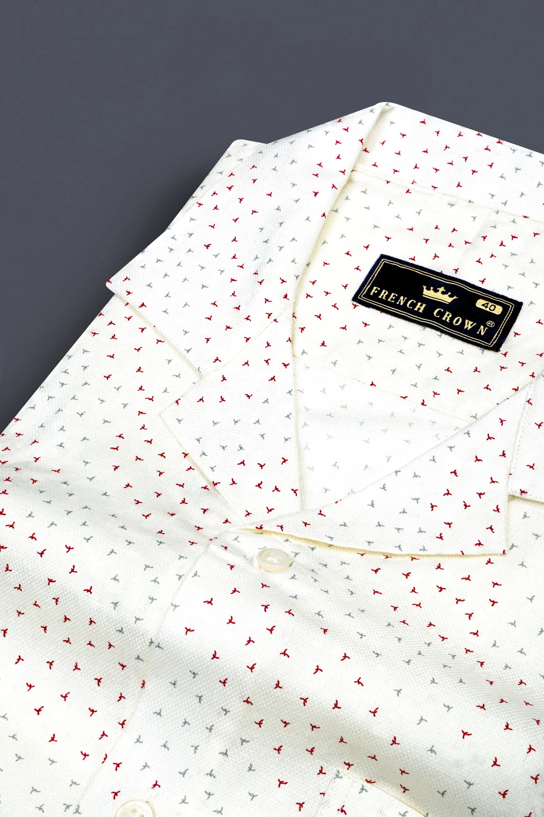 Bright White Dobby Textured Premium Giza Cotton Shirt sold by French Crown product image thumbnail 4