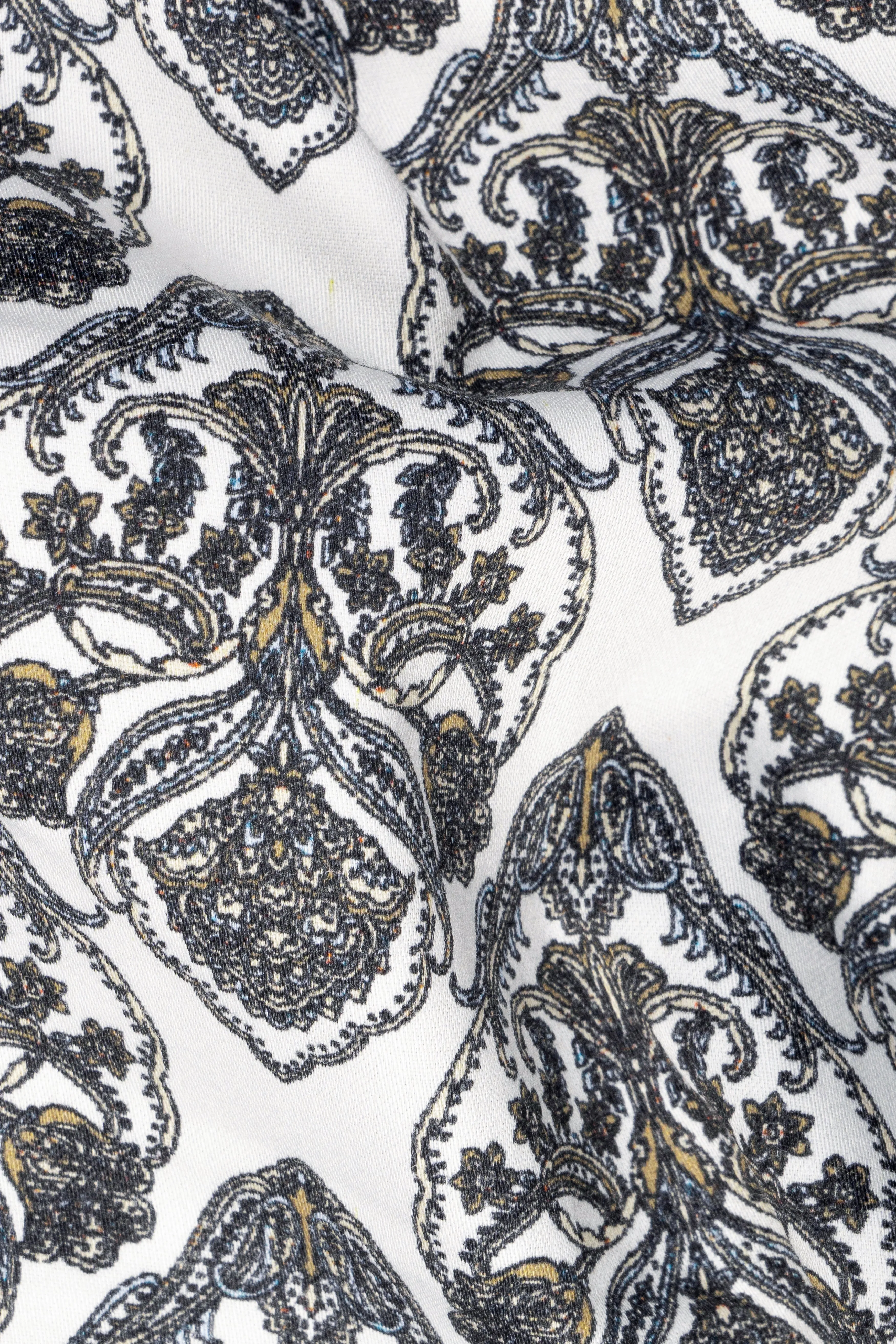 Bright White Digital Flower Printed Subtle Sheen Super Soft Premium Cotton Shirt sold by French Crown product image thumbnail 2