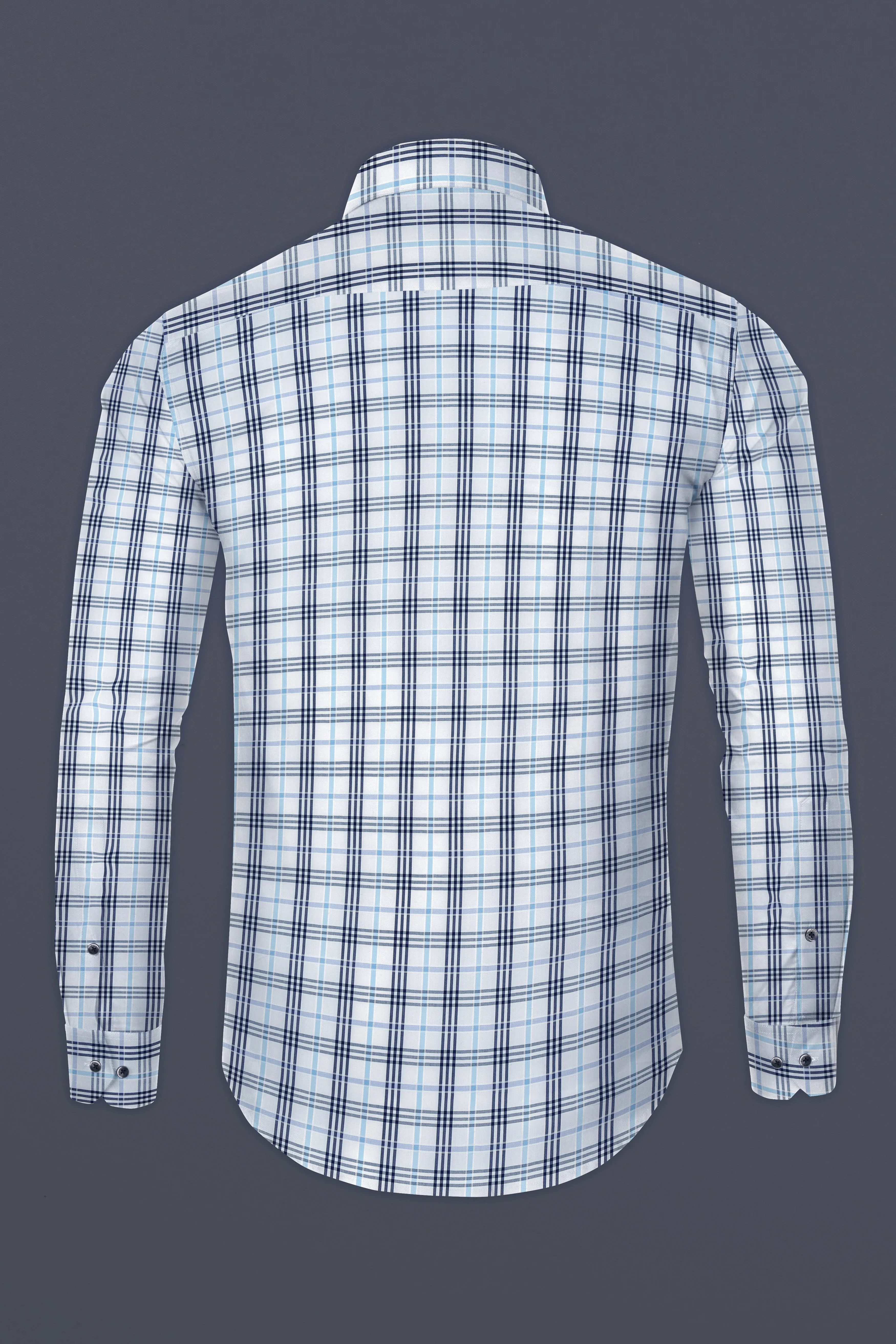 Bright White And Blue Windowpane Dobby Shirt sold by French Crown product image thumbnail 5