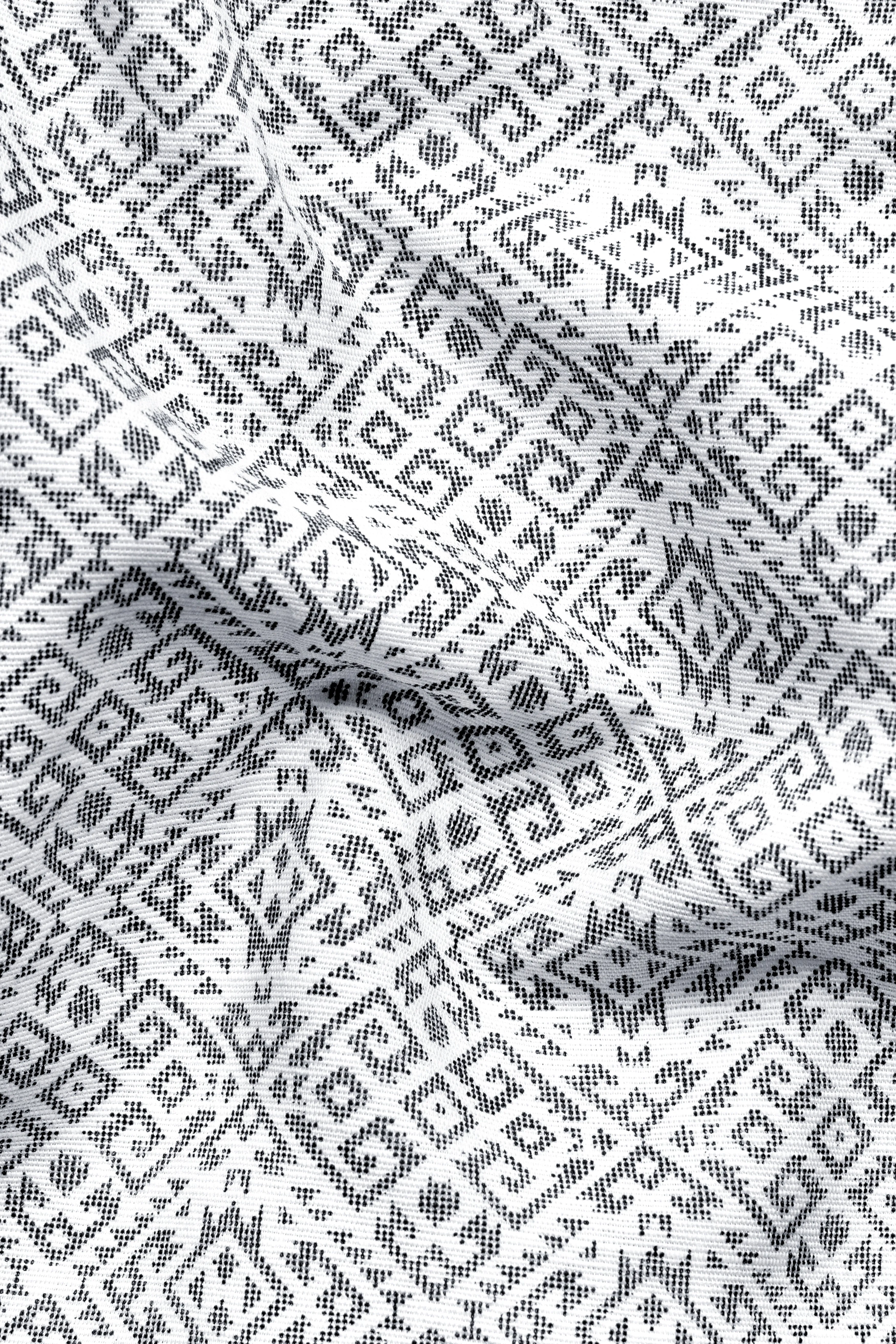 Bright White Abstract Printed Super Soft Premium Cotton Shirt sold by French Crown product image thumbnail 3