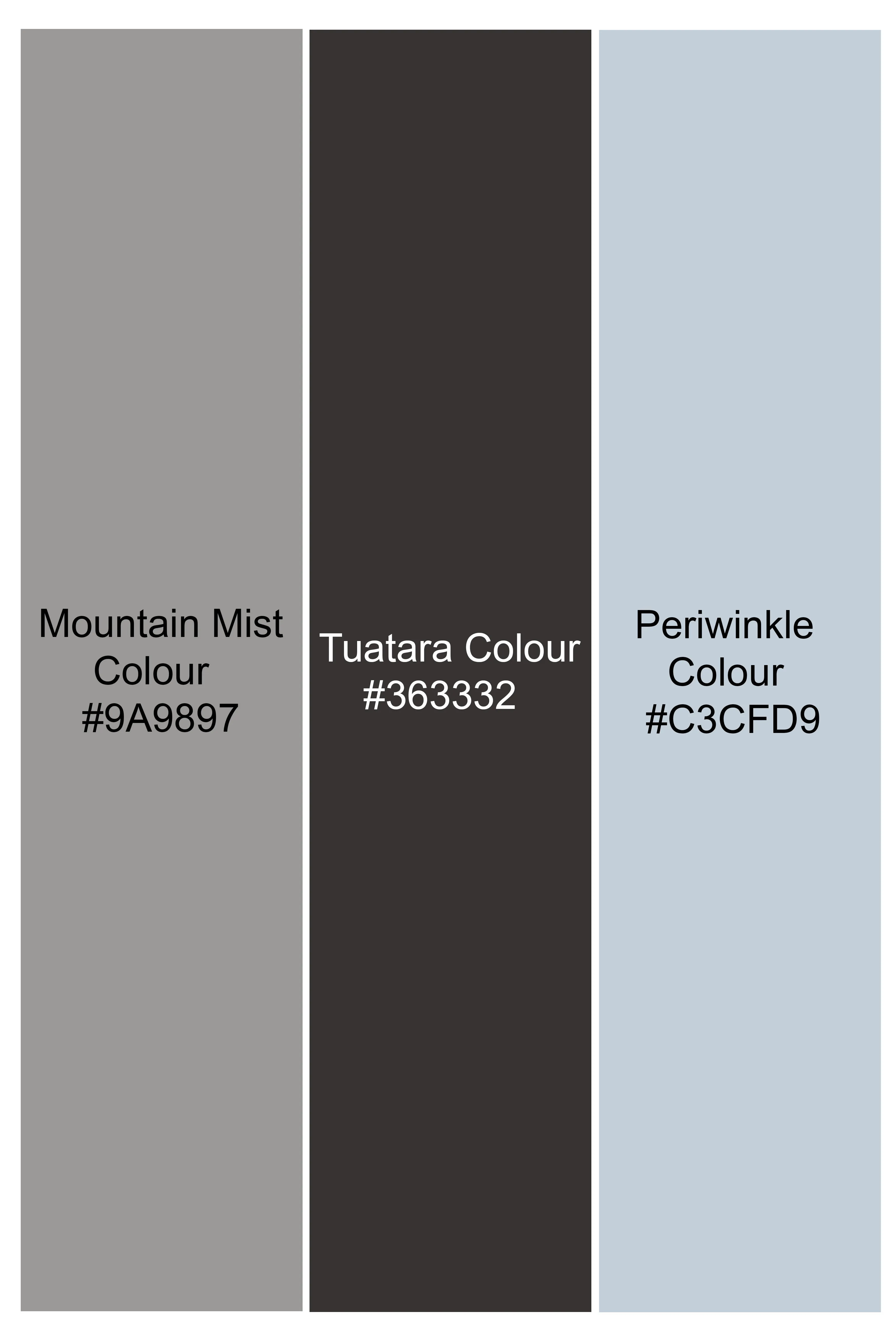 Mountain Mist Gray and Tuatara Brown Floral Printed Subtle Sheen Super Soft Premium Cotton Shirt sold by French Crown product image thumbnail 5