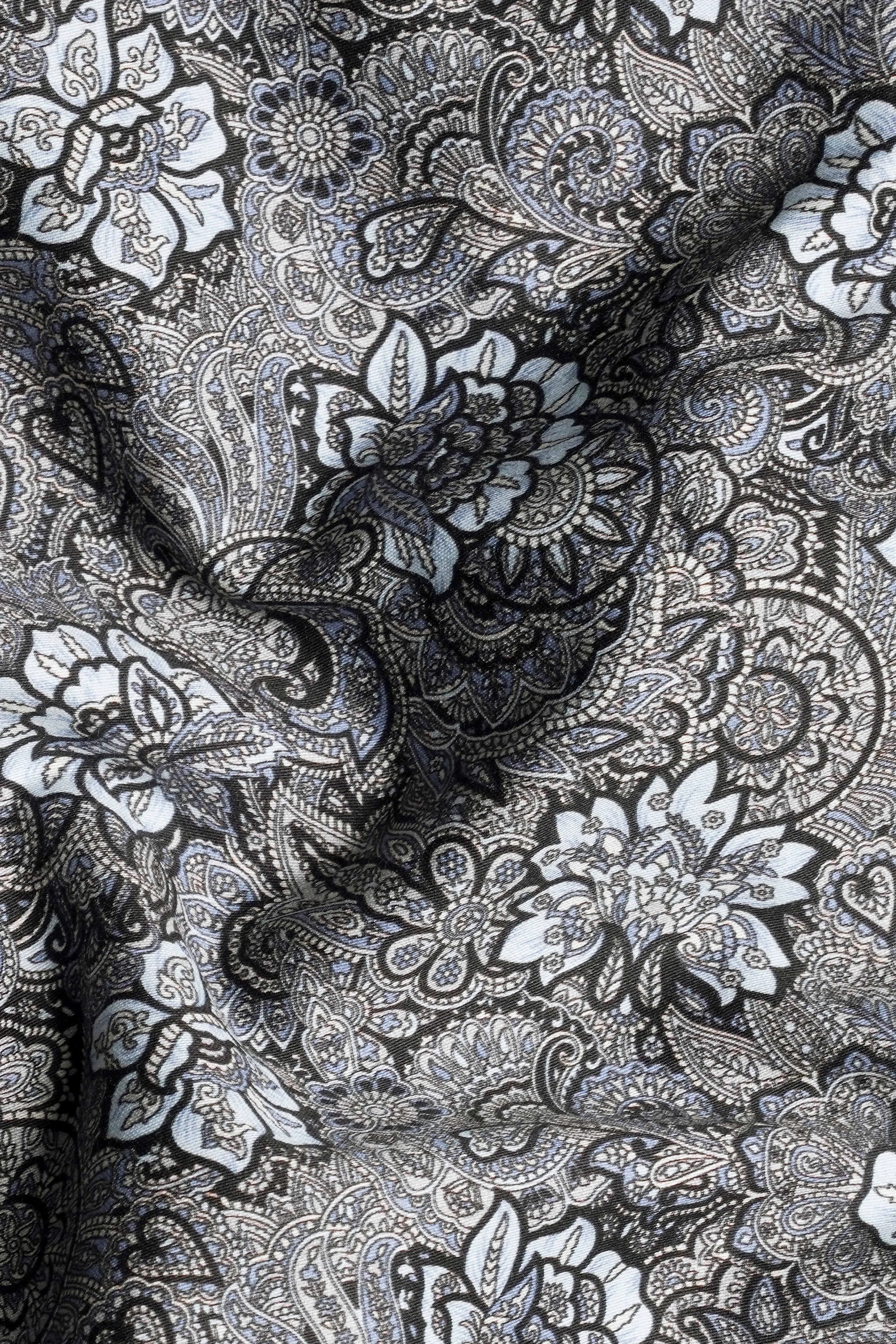 Mountain Mist Gray and Tuatara Brown Floral Printed Subtle Sheen Super Soft Premium Cotton Shirt sold by French Crown product image thumbnail 2