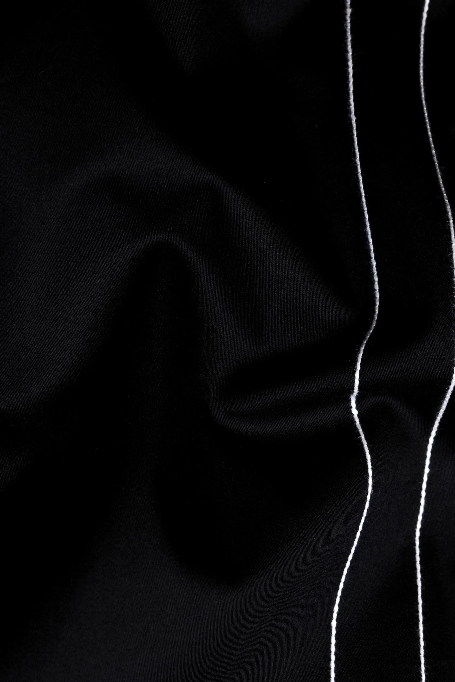 Jade Black with White Lines Stitched Subtle Sheen Super Soft Premium Cotton Designer Shirt sold by French Crown product image thumbnail 3