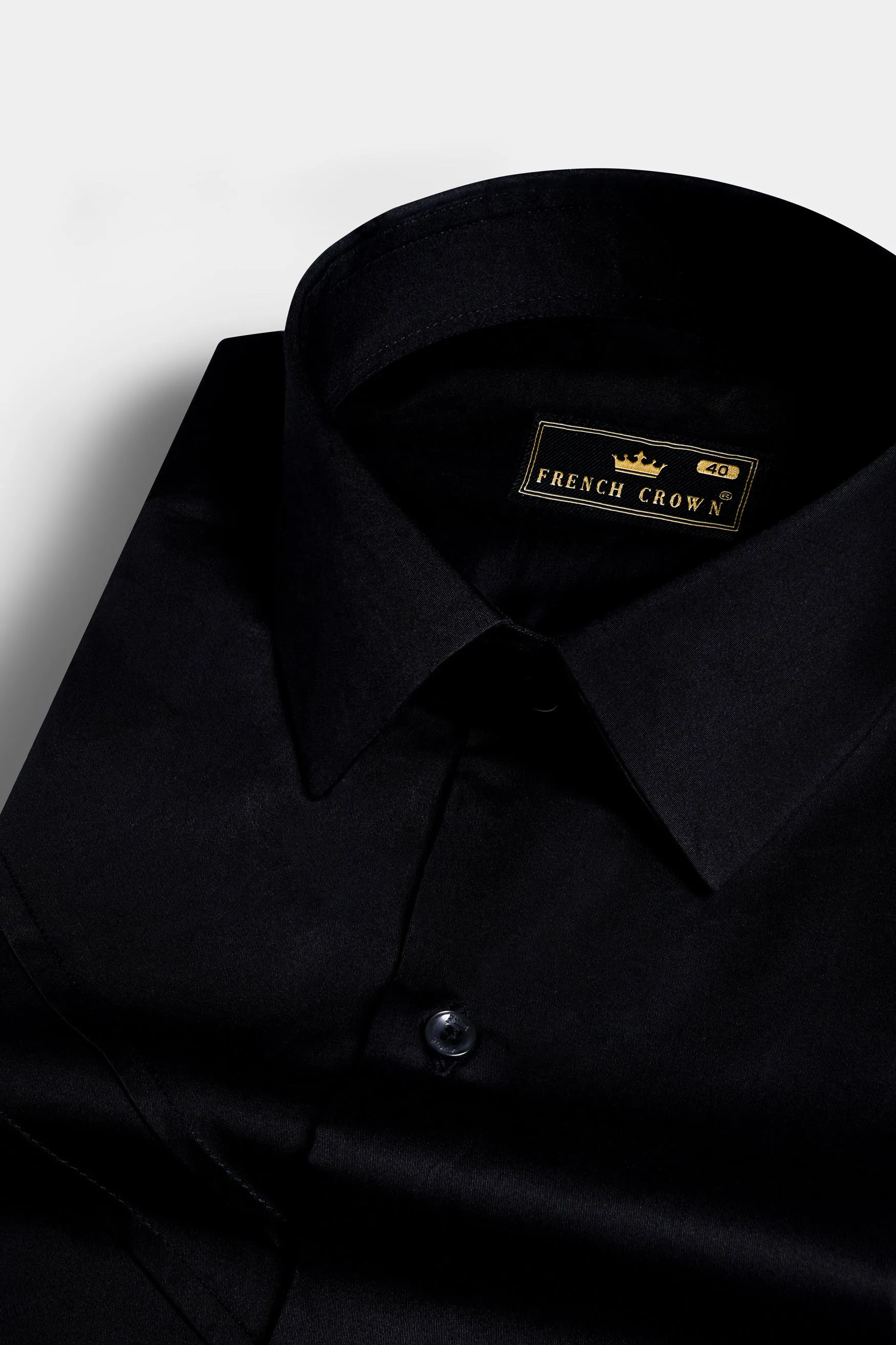 Jade Black Tucks Subtle Sheen Super Soft Premium Cotton Designer Shirt sold by French Crown product image thumbnail 4