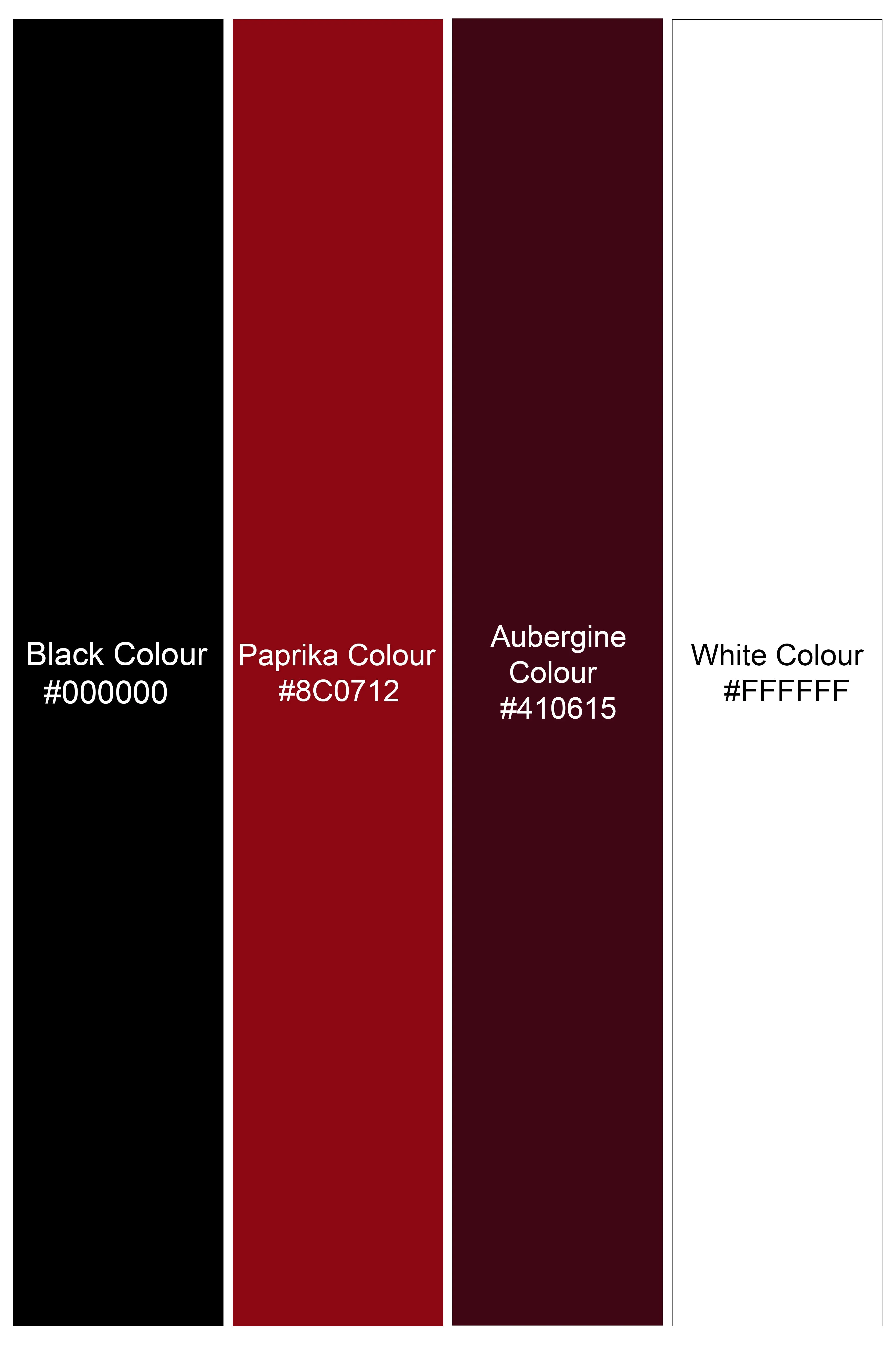 Jade Black and Paprika Red Plaid Dobby Textured Premium Giza Cotton Shirt sold by French Crown product image thumbnail 5