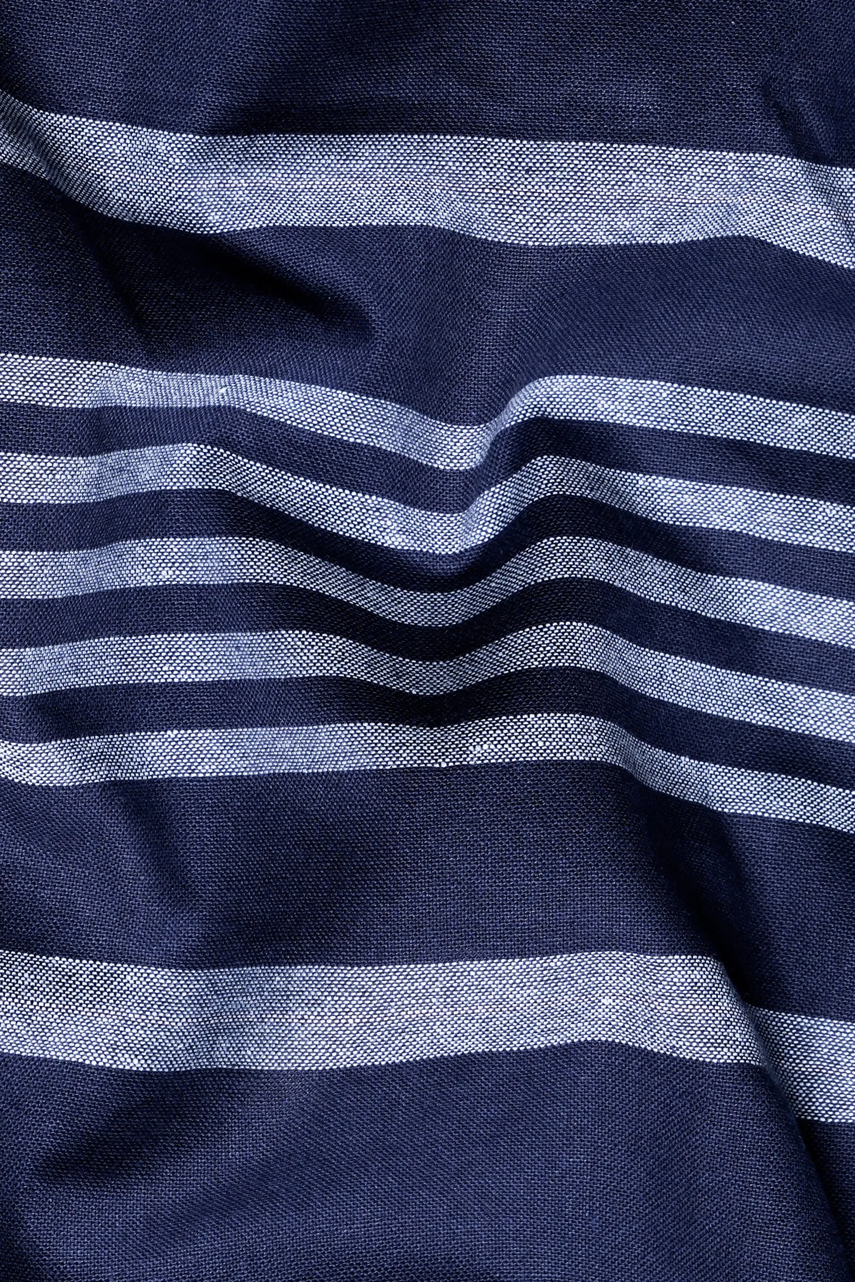 Ebony Clay Blue and Lynch Gray Striped Royal Oxford Shirt sold by French Crown product image thumbnail 3