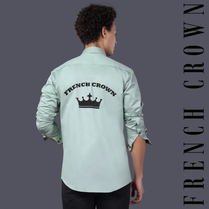 Cyan Green French Crown Printed Subtle Sheen Super Soft Premium Cotton Designer Shirt sold by French Crown