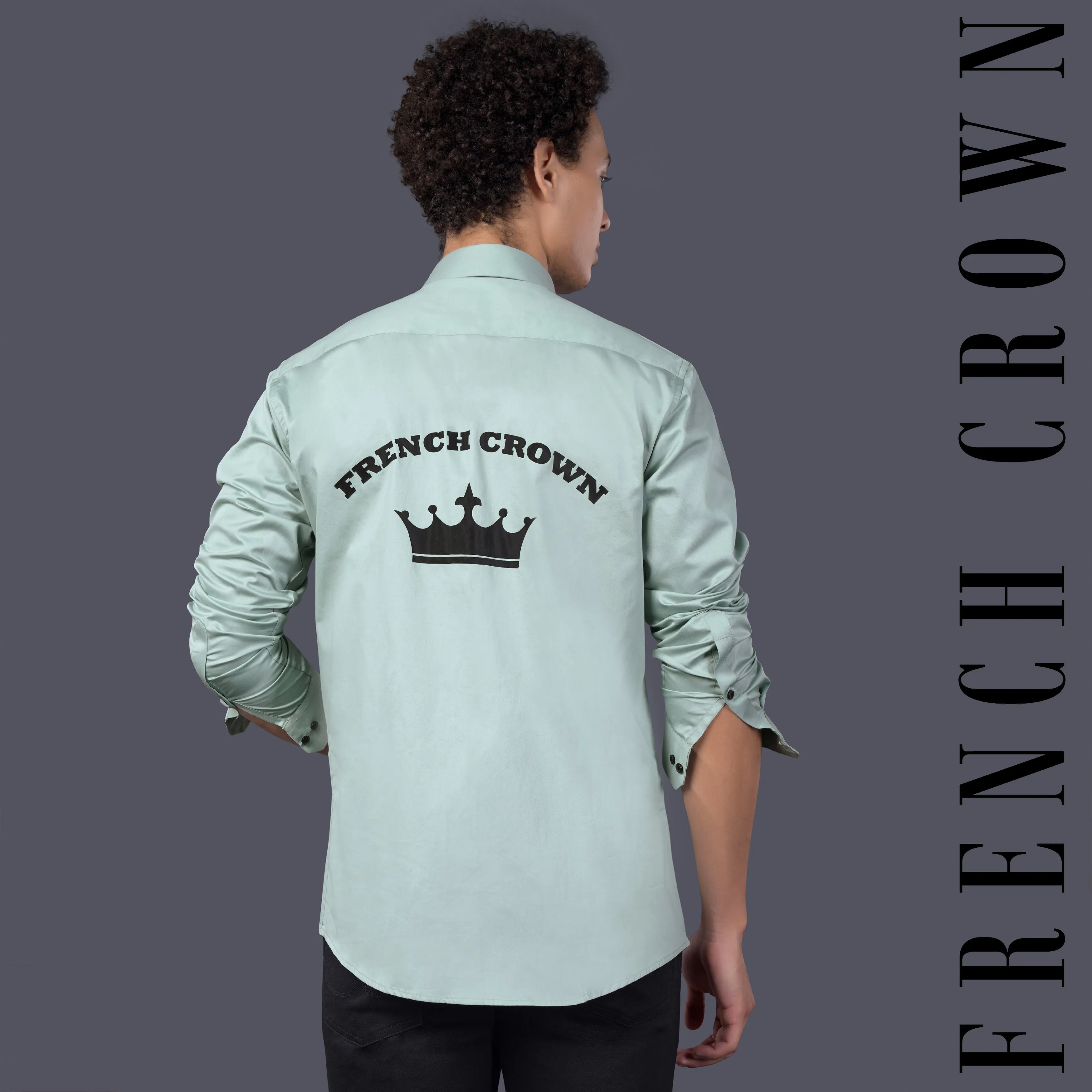 Cyan Green French Crown Printed Subtle Sheen Super Soft Premium Cotton Designer Shirt sold by French Crown