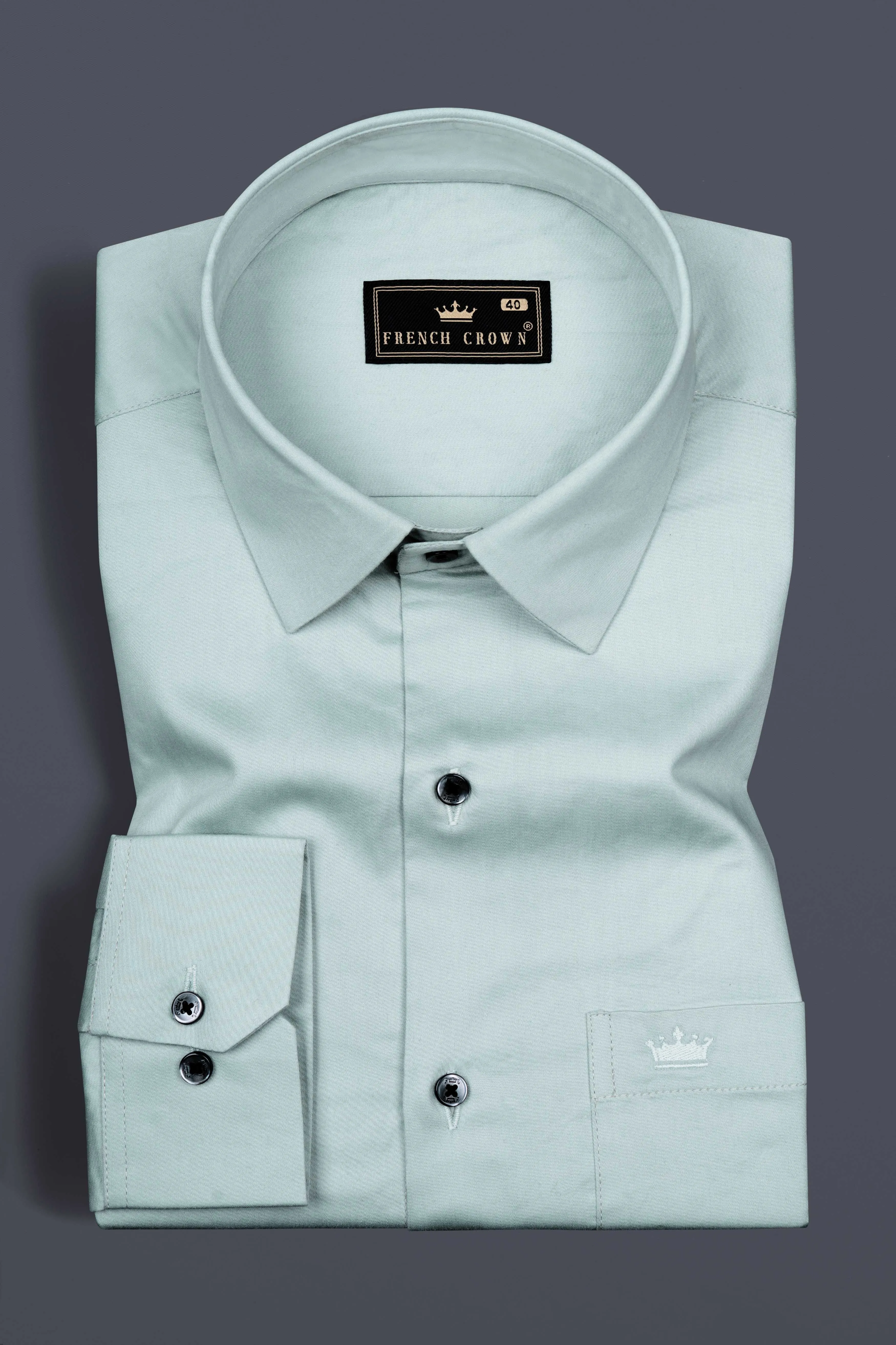 Cyan Green French Crown Printed Subtle Sheen Super Soft Premium Cotton Designer Shirt sold by French Crown product image thumbnail 5