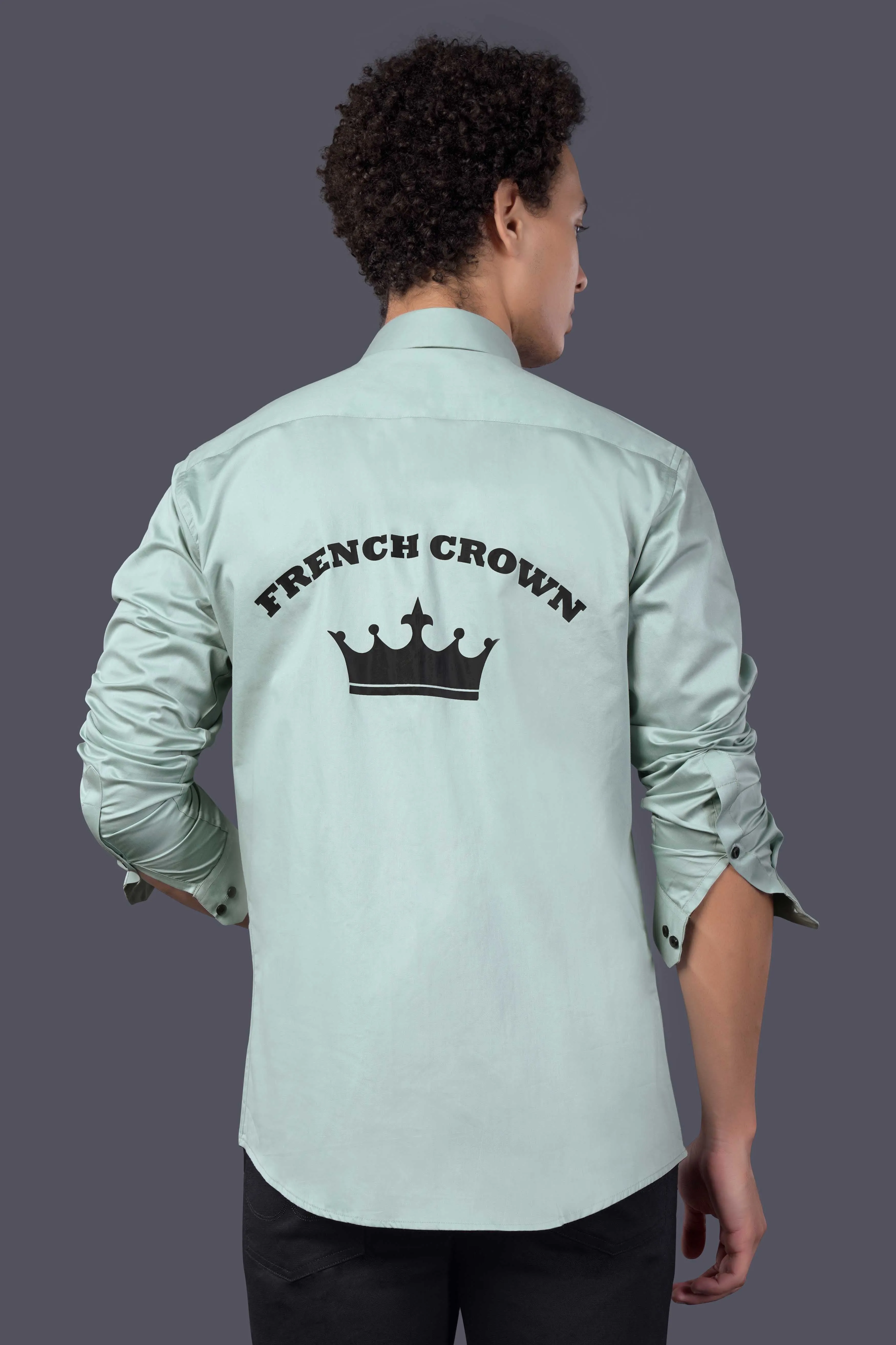 Cyan Green French Crown Printed Subtle Sheen Super Soft Premium Cotton Designer Shirt sold by French Crown product image thumbnail 2