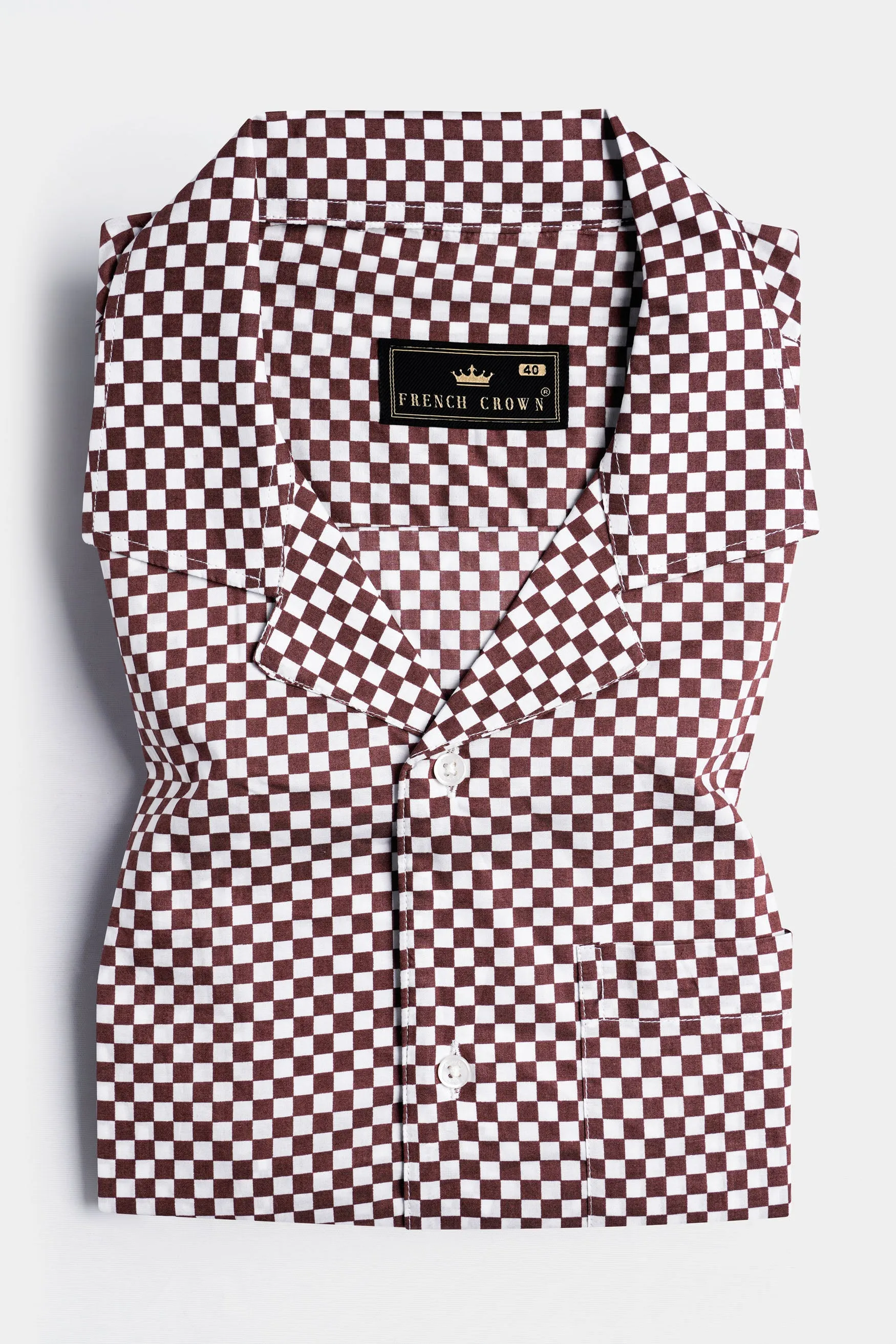 Crater Brown and White Checked Premium Cotton Shirt sold by French Crown product image thumbnail 5