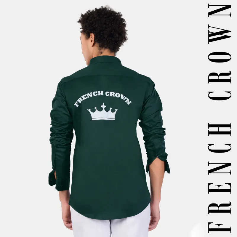 Burnham Green French Crown Printed Subtle Sheen Super Soft Premium Cotton Designer Shirt sold by French Crown