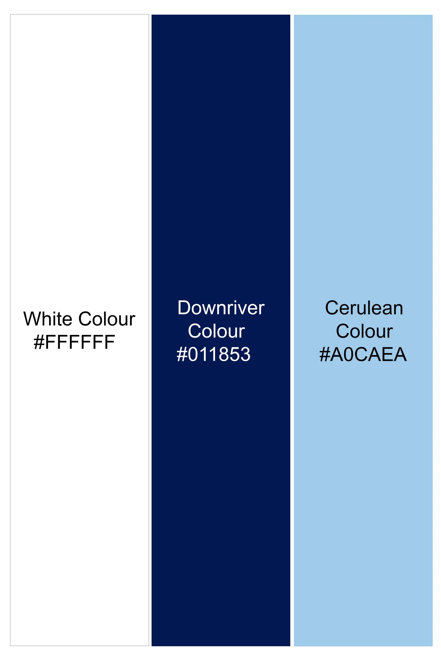 Bright White and Downriver Blue Abstract Printed Subtle Sheen Super Soft Premium Cotton Shirt sold by French Crown product image thumbnail 5