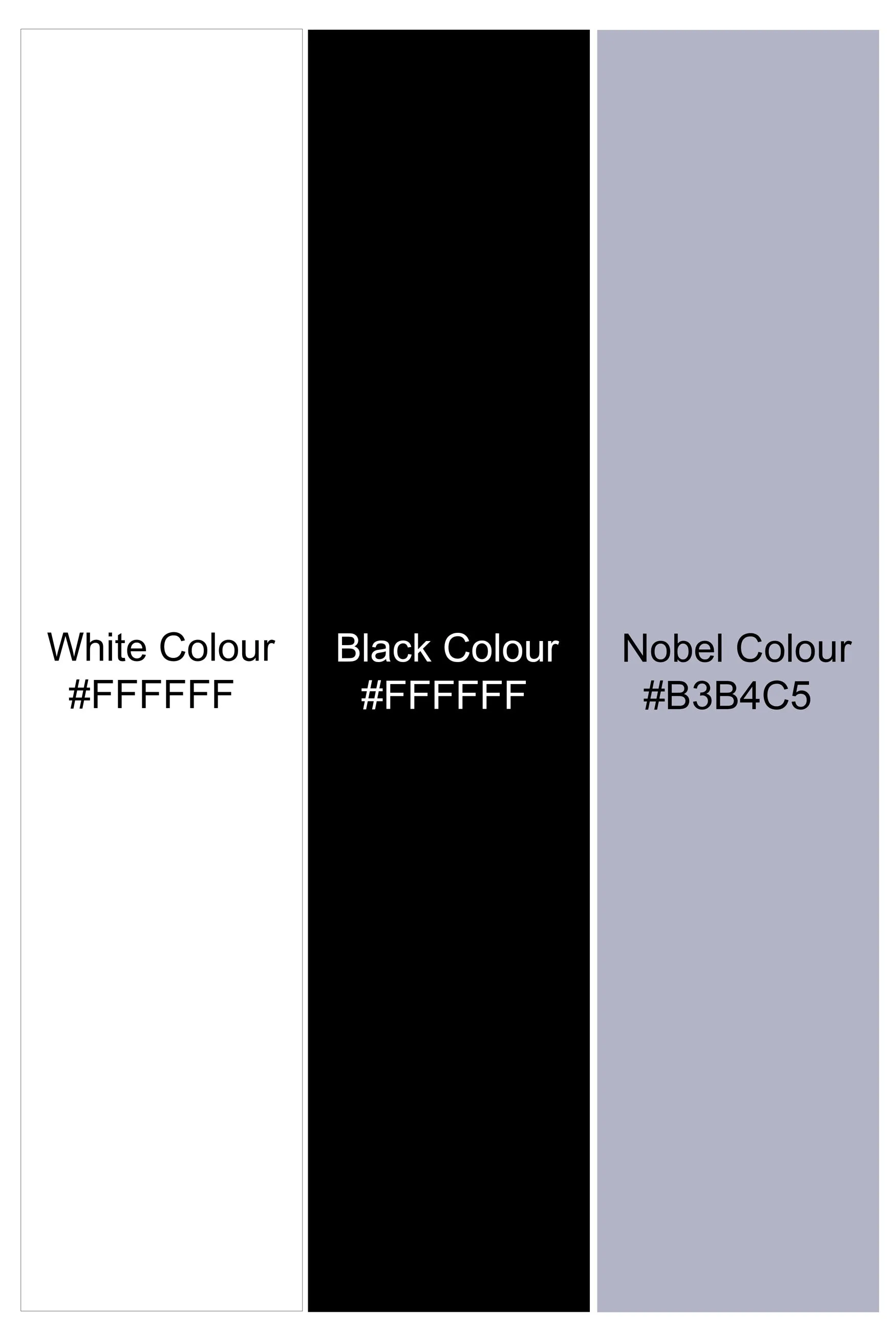 Bright White and Black Abstract Lines Printed Subtle Sheen Super Soft Premium Cotton Shirt sold by French Crown product image thumbnail 5