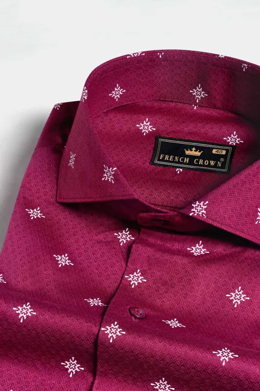 Paprika Maroon Dobby Textured Premium Giza Cotton Shirt sold by French Crown
