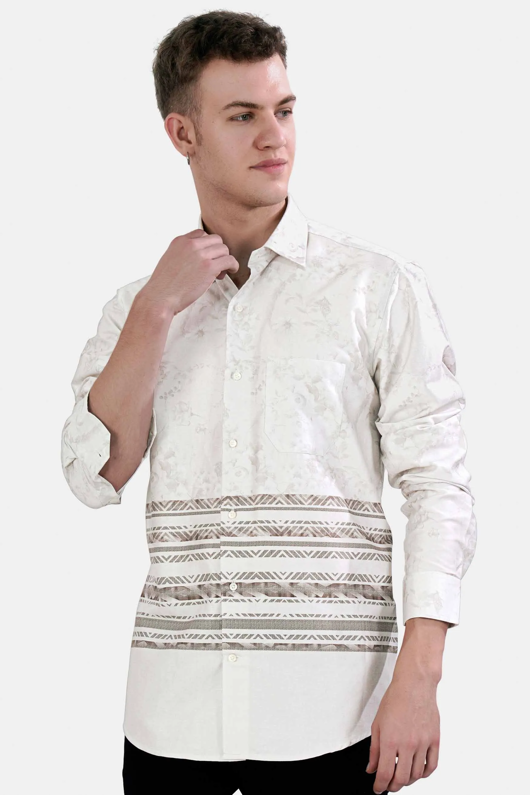 Nickel Gray and Taupe Brown Super Soft Premium Cotton Shirt sold by French Crown product image thumbnail 2