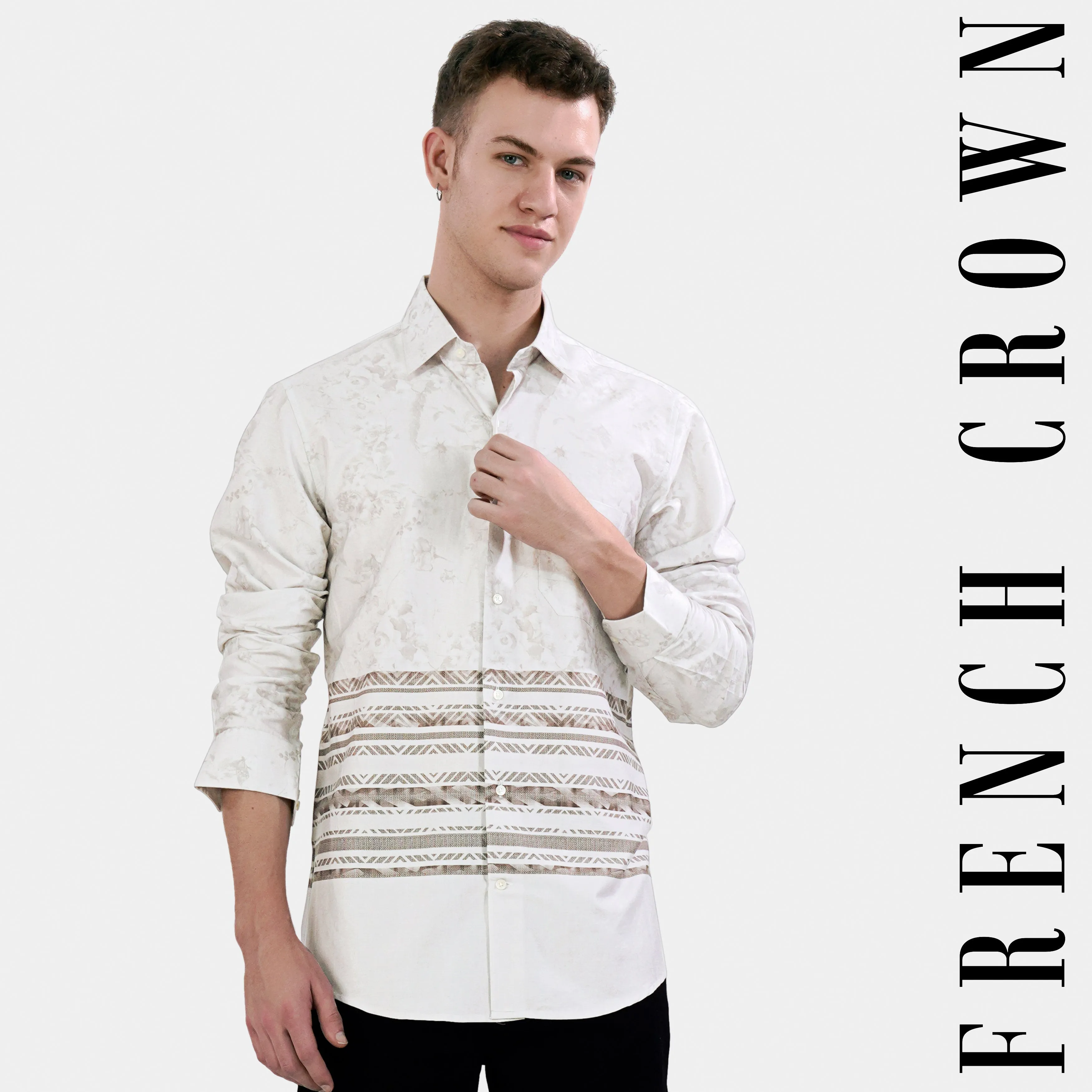 Nickel Gray and Taupe Brown Super Soft Premium Cotton Shirt sold by French Crown