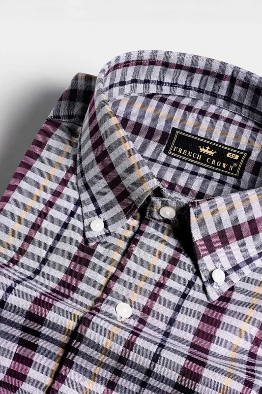 Nickel Gray and Tamarind Maroon Twill Checkered Premium Cotton Shirt sold by French Crown