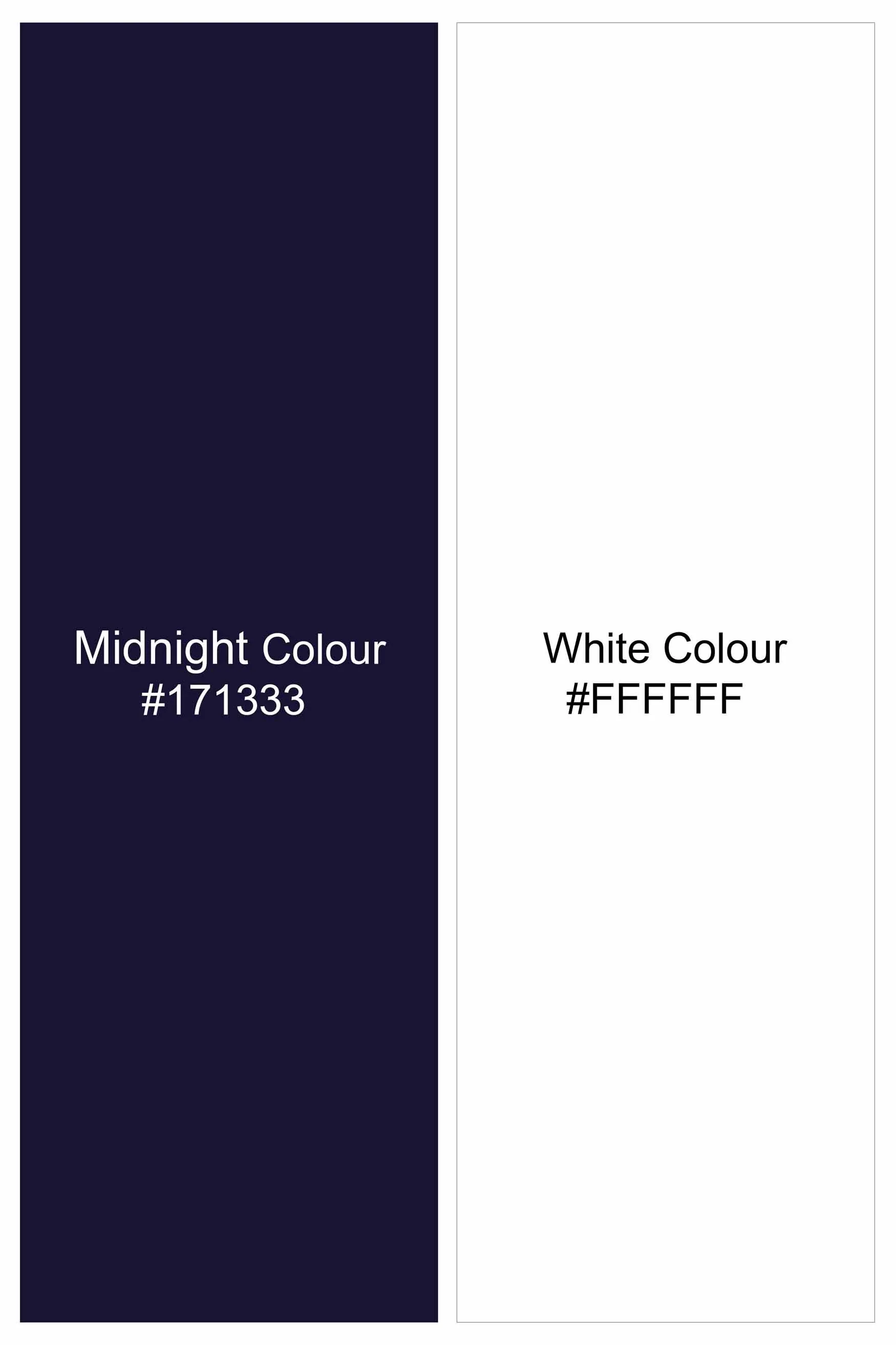 Midnight Blue and White Checkered Dobby Textured Premium Giza Cotton Shirt sold by French Crown product image thumbnail 5