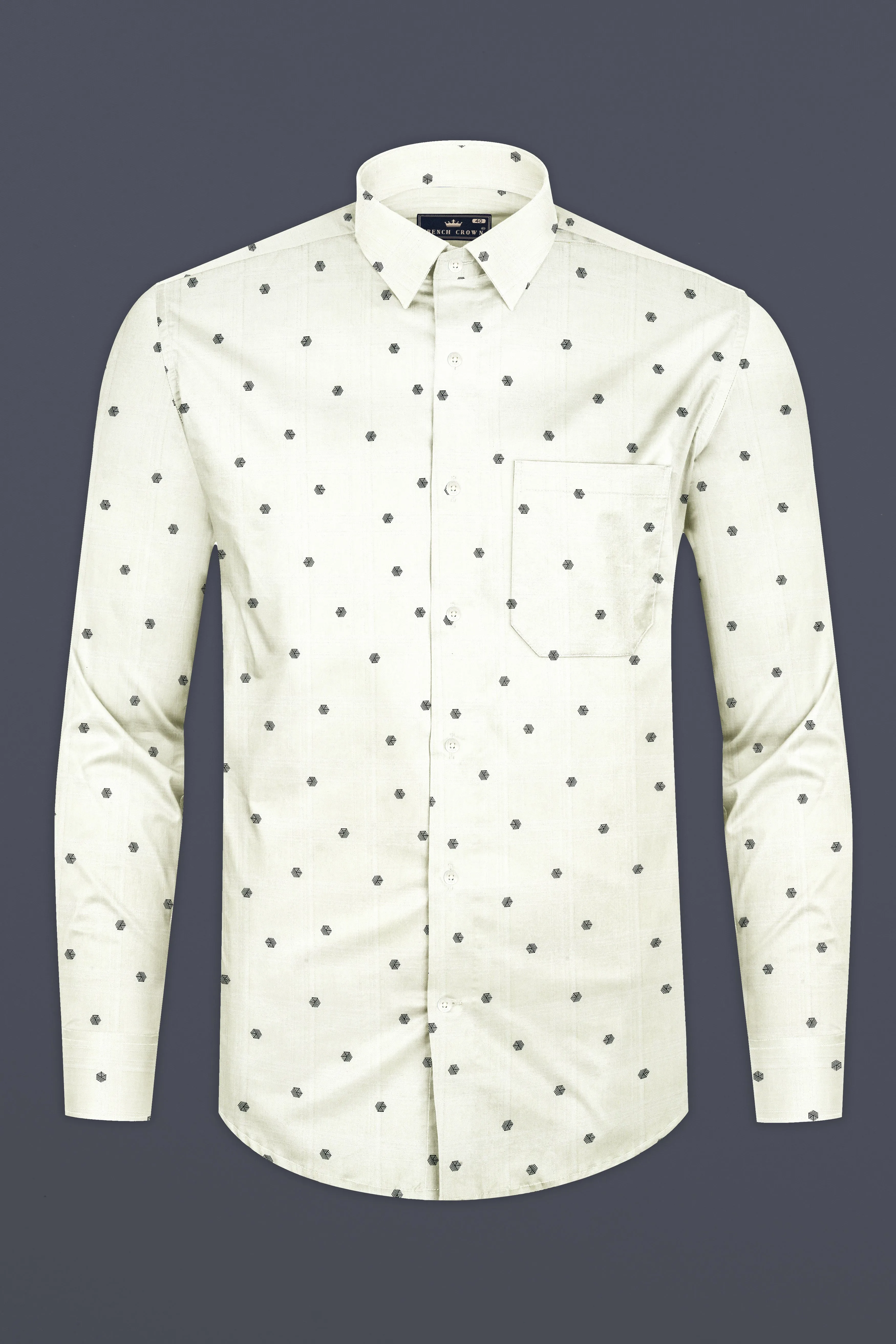 Merino Cream Dobby Textured Premium Giza Cotton Shirt sold by French Crown product image thumbnail 4