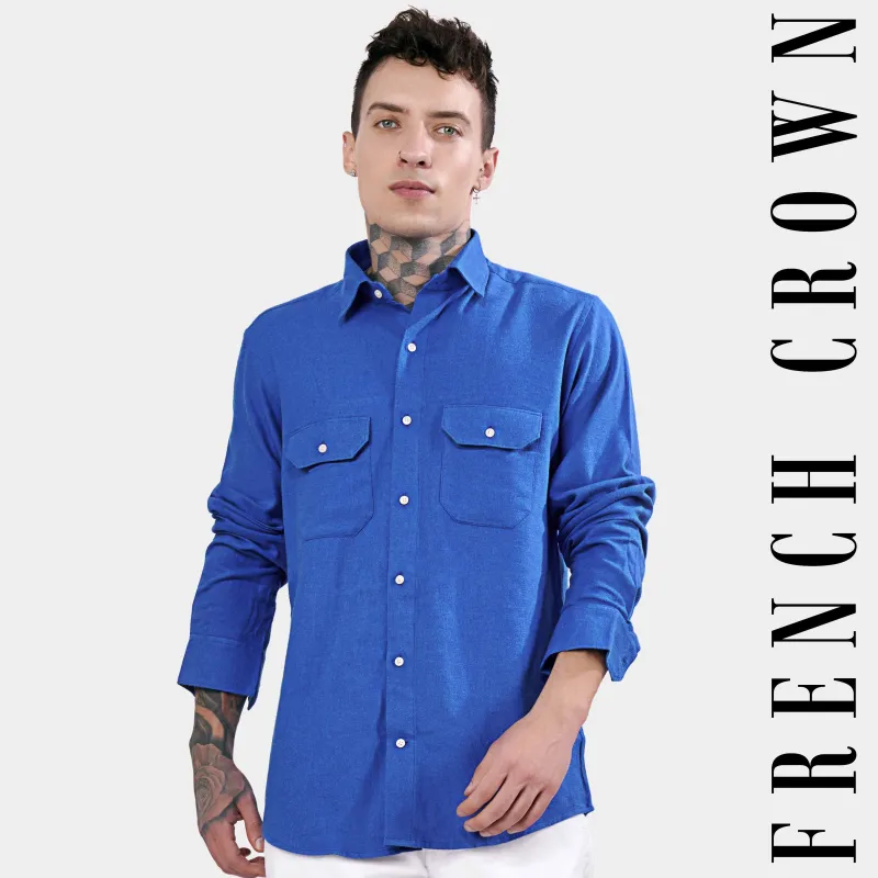 Mariner Blue Flannel Designer Overshirt sold by French Crown