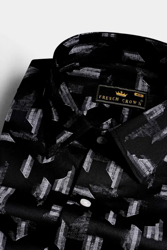 Jade Black and Regent Gray Printed Subtle Sheen Super Soft Premium Cotton Shirt sold by French Crown