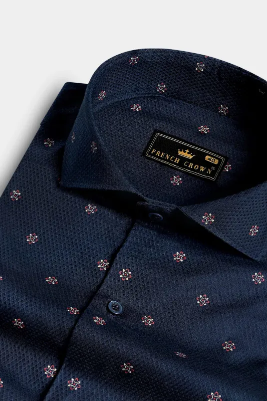 Haiti Blue Dobby Textured Premium Giza Cotton Shirt sold by French Crown