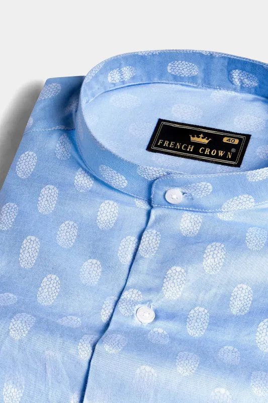 Carolina Blue and White Jacquard Textured Premium Giza Cotton Shirt sold by French Crown
