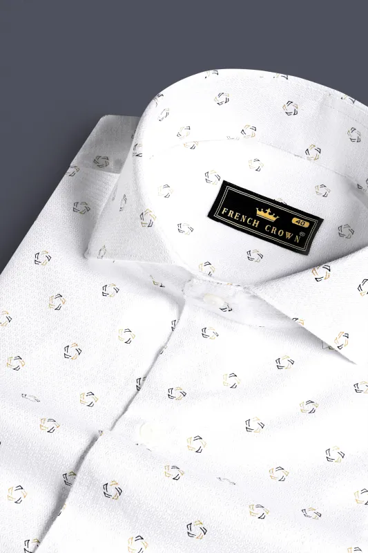 Bright White Dobby Textured Premium Giza Cotton Shirt sold by French Crown