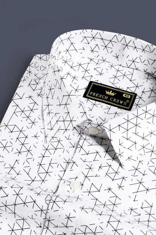 Bright White and Black Dobby Textured Premium Giza Cotton Shirt sold by French Crown