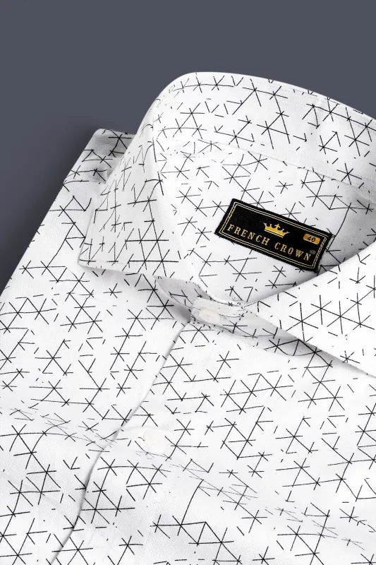 Bright White and Black Dobby Textured Premium Giza Cotton Shirt sold by French Crown