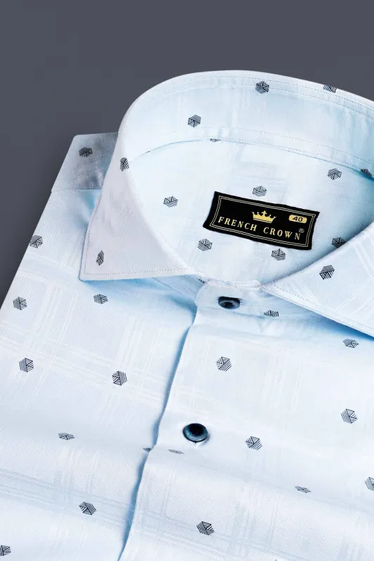 Botticelli Blue Dobby Textured Premium Giza Cotton Shirt sold by French Crown