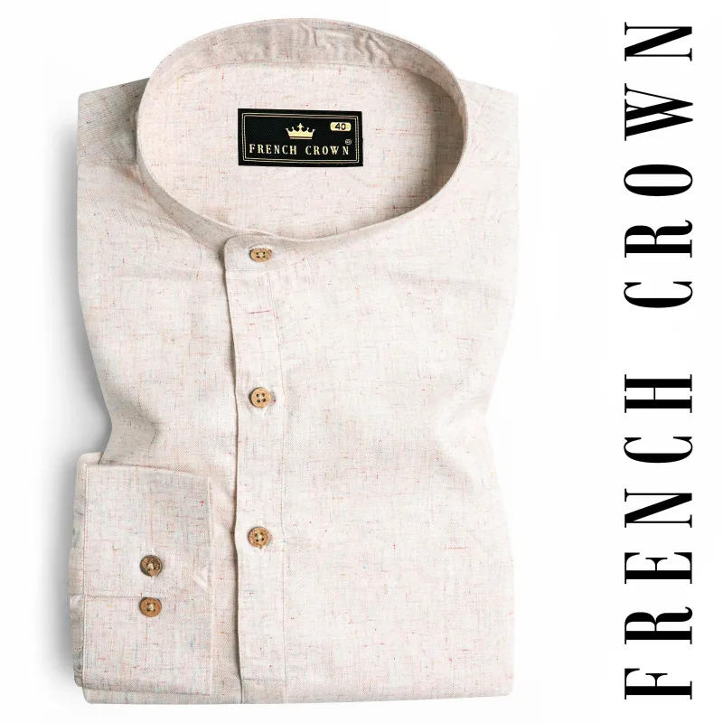 Parchment Brown Chambray Designer Kurta Shirt sold by French Crown