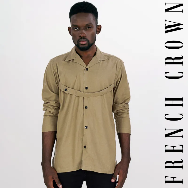 Oyster Brown Flannel Designer Shirt sold by French Crown