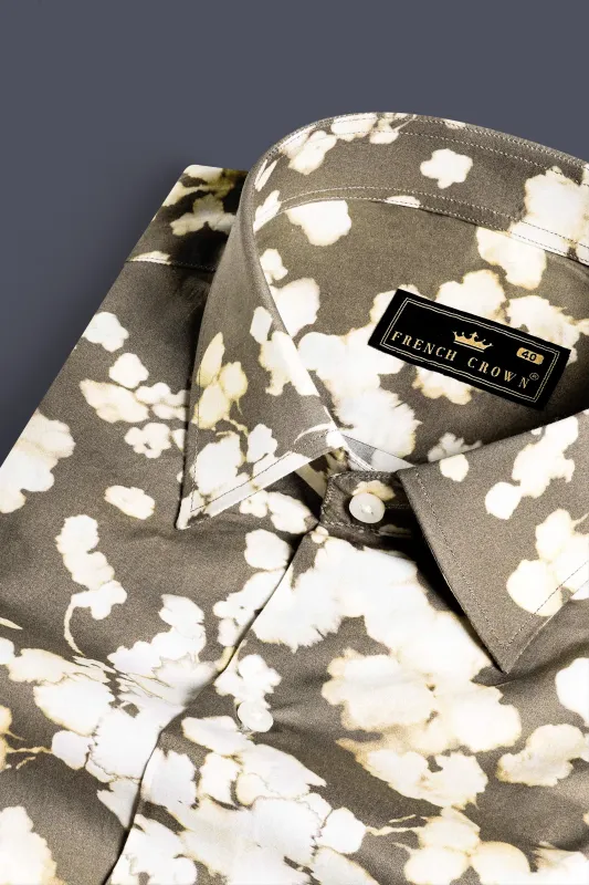 Makara Brown and White Ditsy Printed Premium Cotton Shirt sold by French Crown