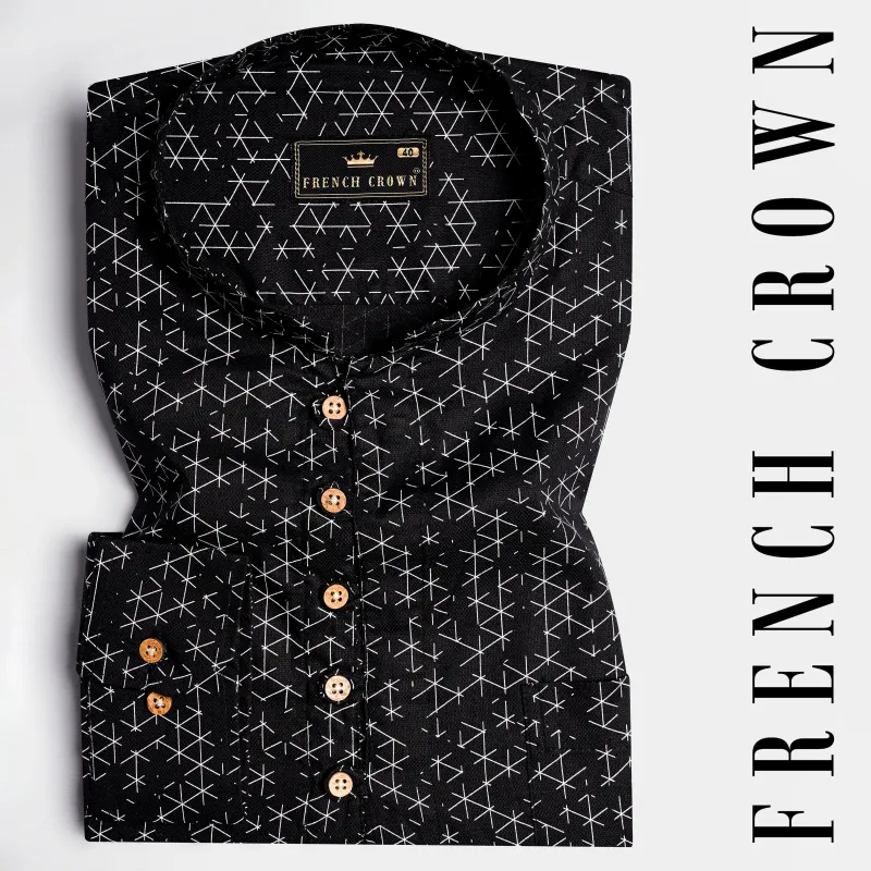 Jade Black and White Dobby Textured Premium Giza Cotton Kurta Shirt sold by French Crown