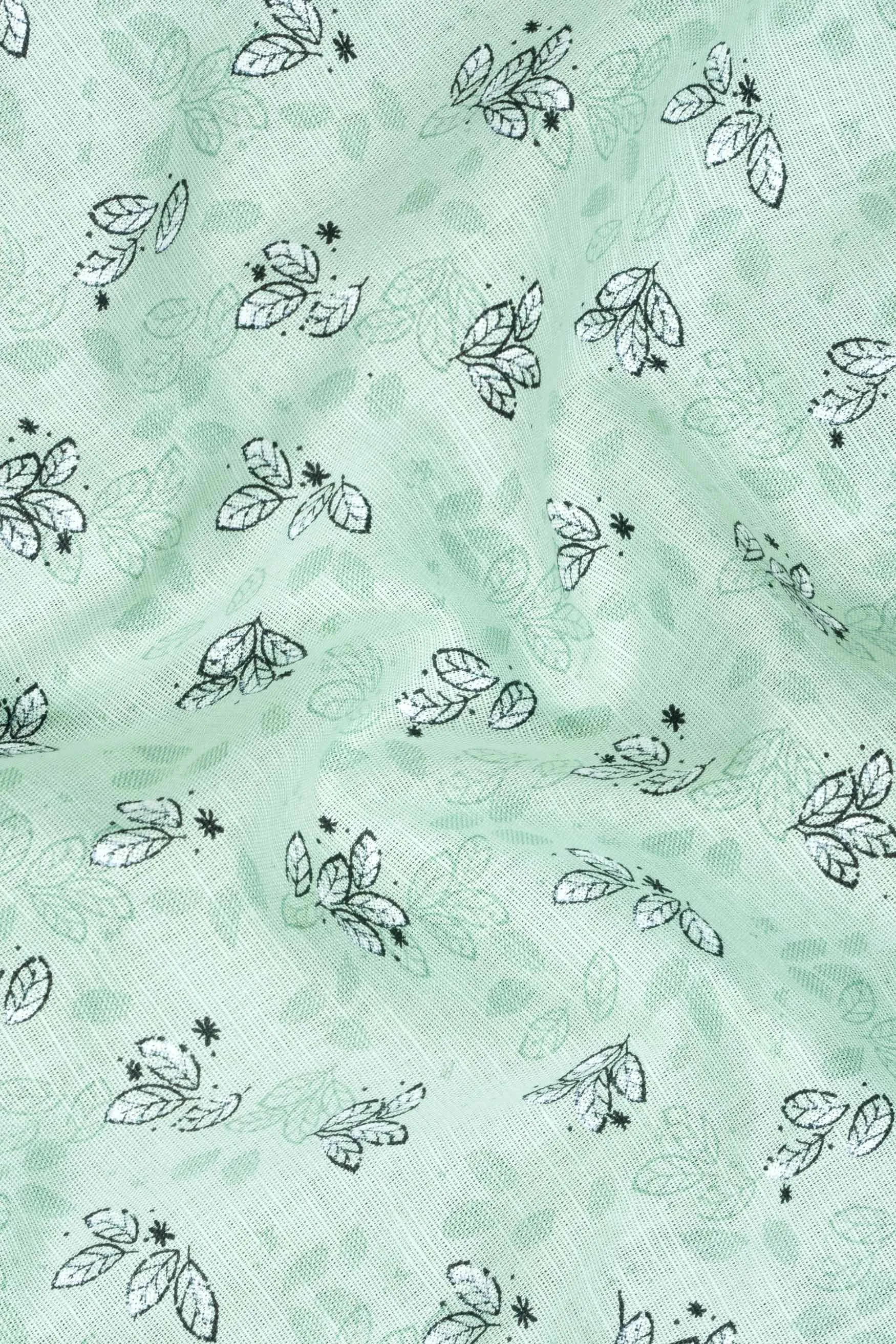 Ironstone Green Leaves Printed Luxurious Linen Designer Shirt sold by French Crown product image thumbnail 3