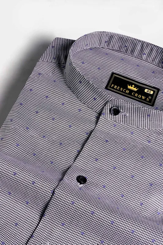 Concord Gray and Scampi Blue Houndstooth Textured Premium Giza Cotton Shirt sold by French Crown