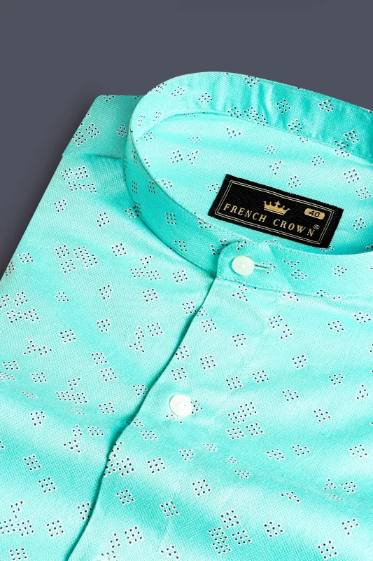 Celeste Blue and Black Dobby Textured Premium Giza Cotton Shirt sold by French Crown