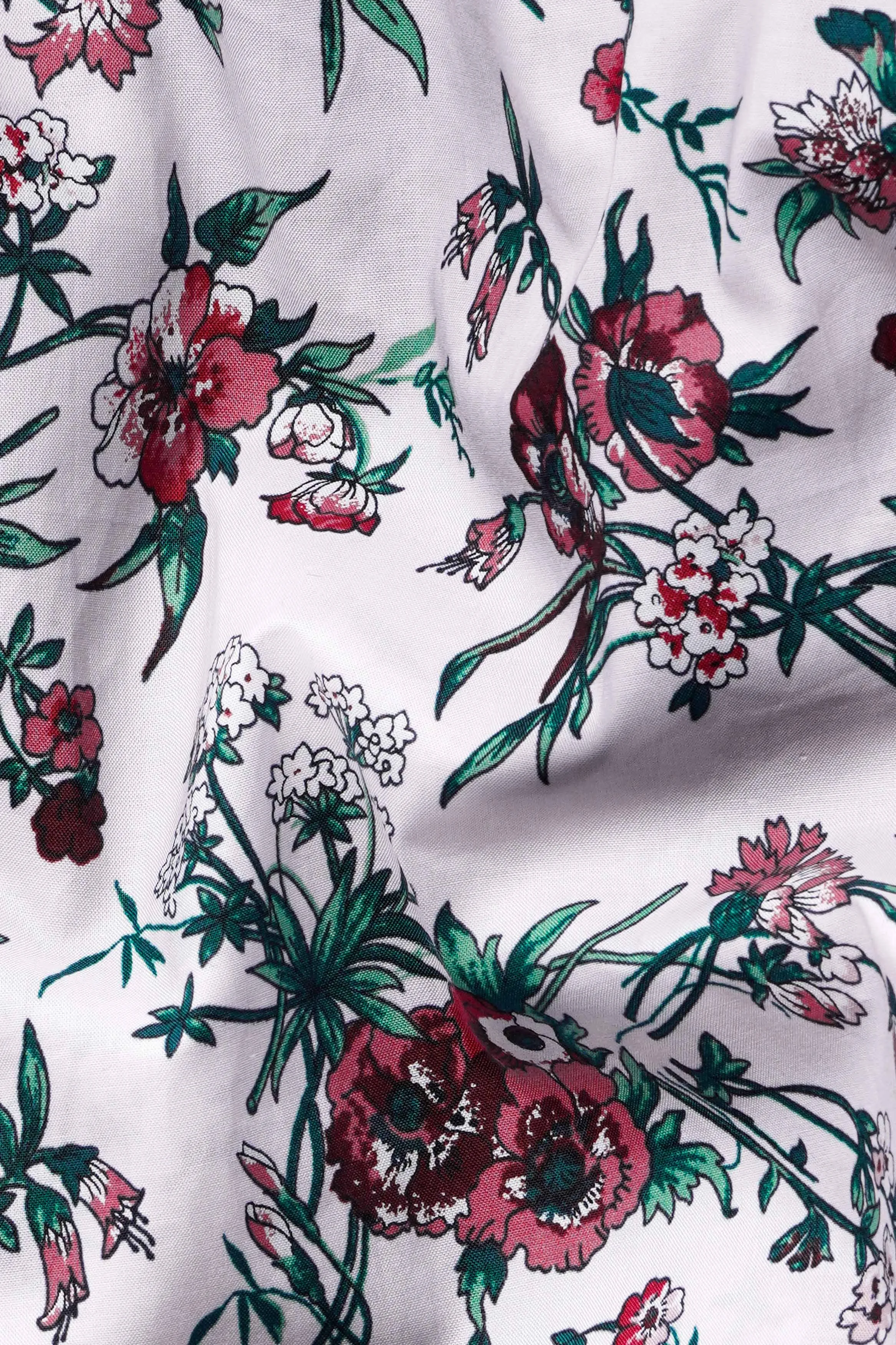 Bright White Multicolour Floral Printed Premium Cotton Shirt sold by French Crown product image thumbnail 3