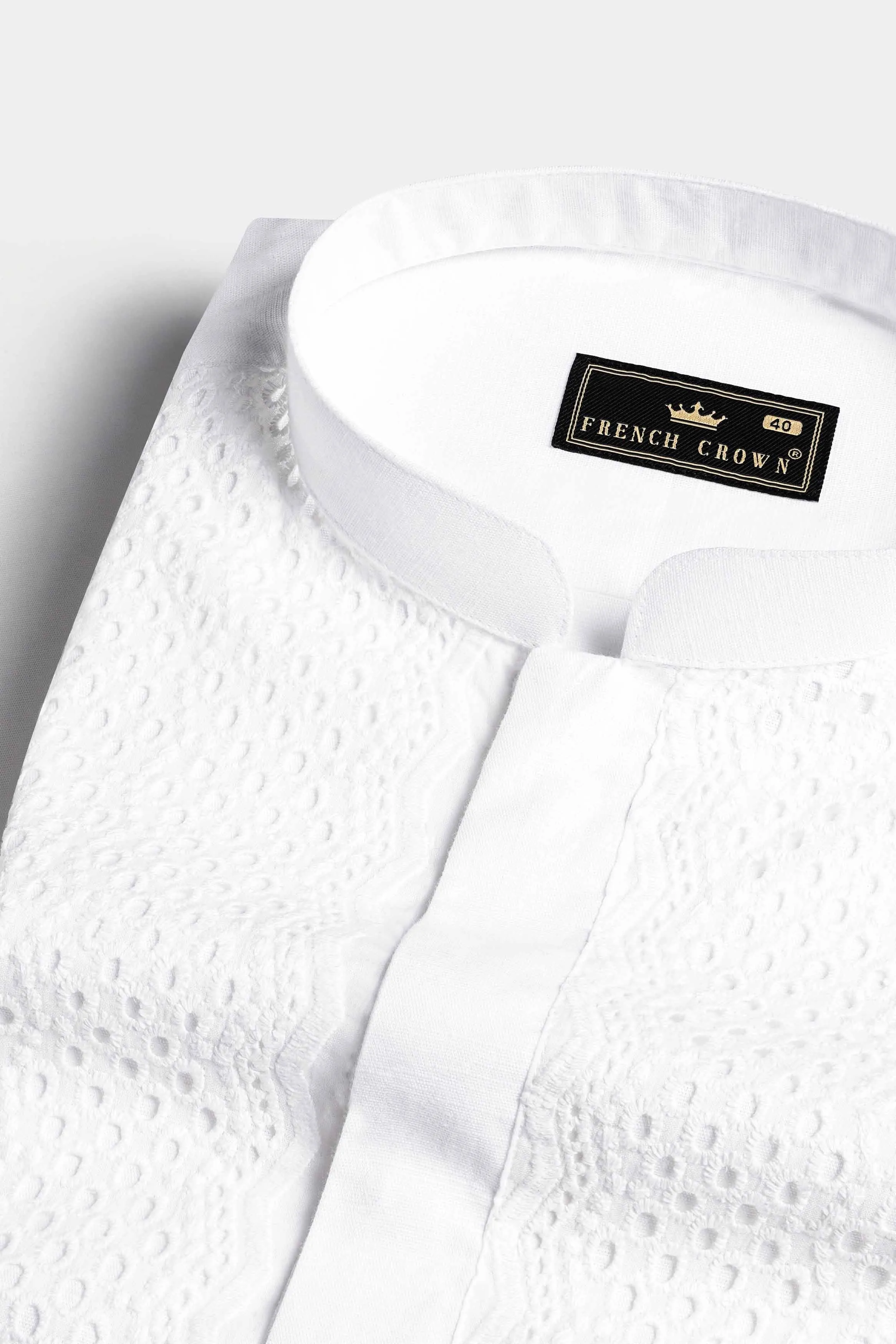 Bright White Luxurious Linen Designer Shirt sold by French Crown product image thumbnail 3