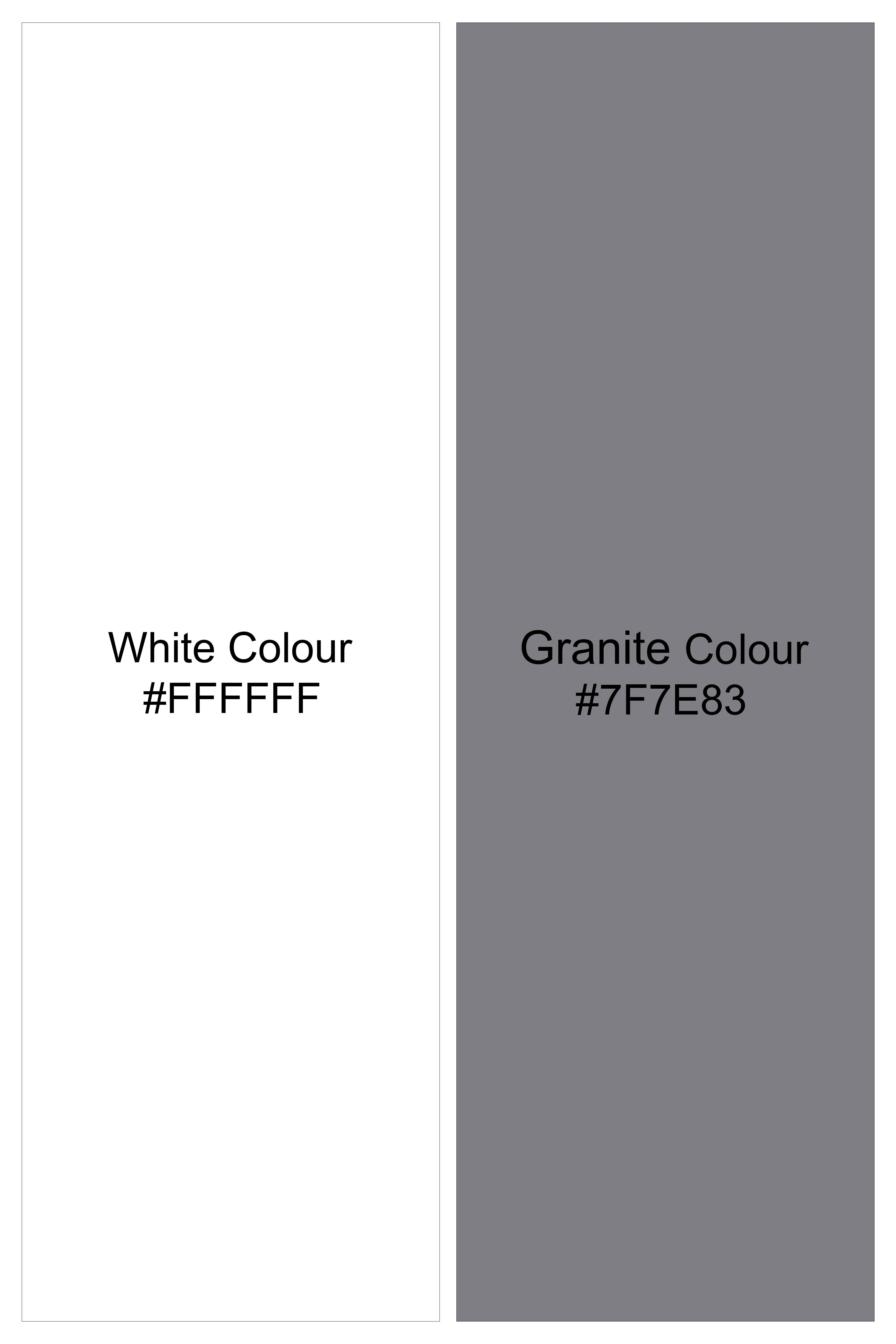 Bright White and Granite Gray Printed Super Soft Premium Cotton Shirt sold by French Crown product image thumbnail 5