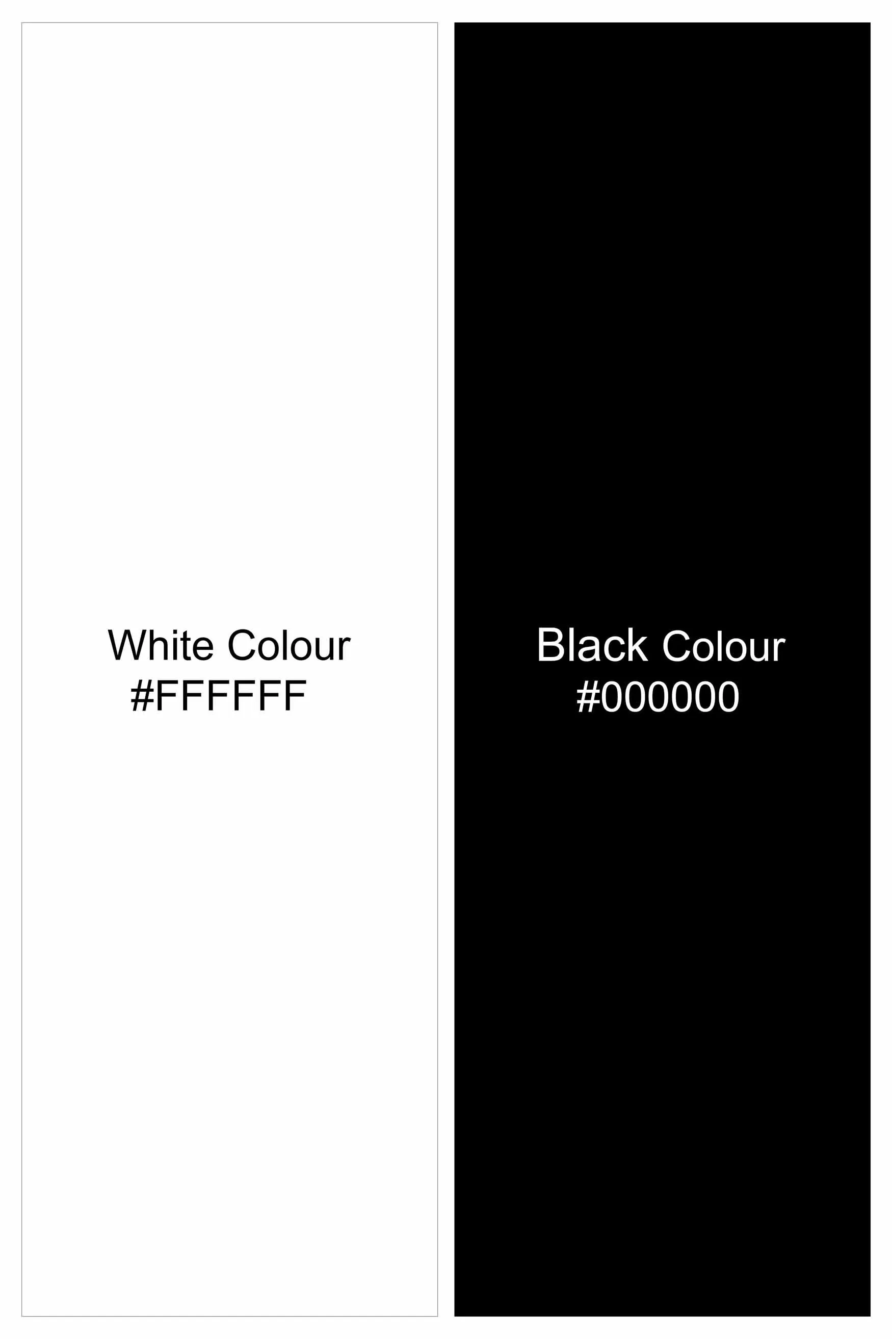 Bright White and Black Printed Subtle Sheen Super Soft Premium Cotton Shirt sold by French Crown product image thumbnail 5