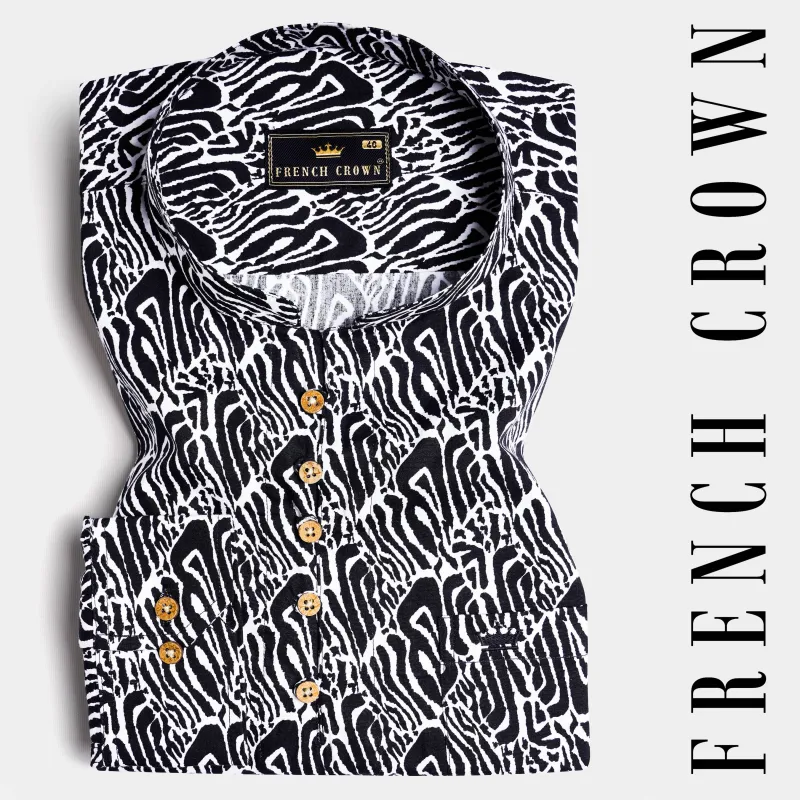 Bright White and Black Premium Cotton Kurta Shirt sold by French Crown