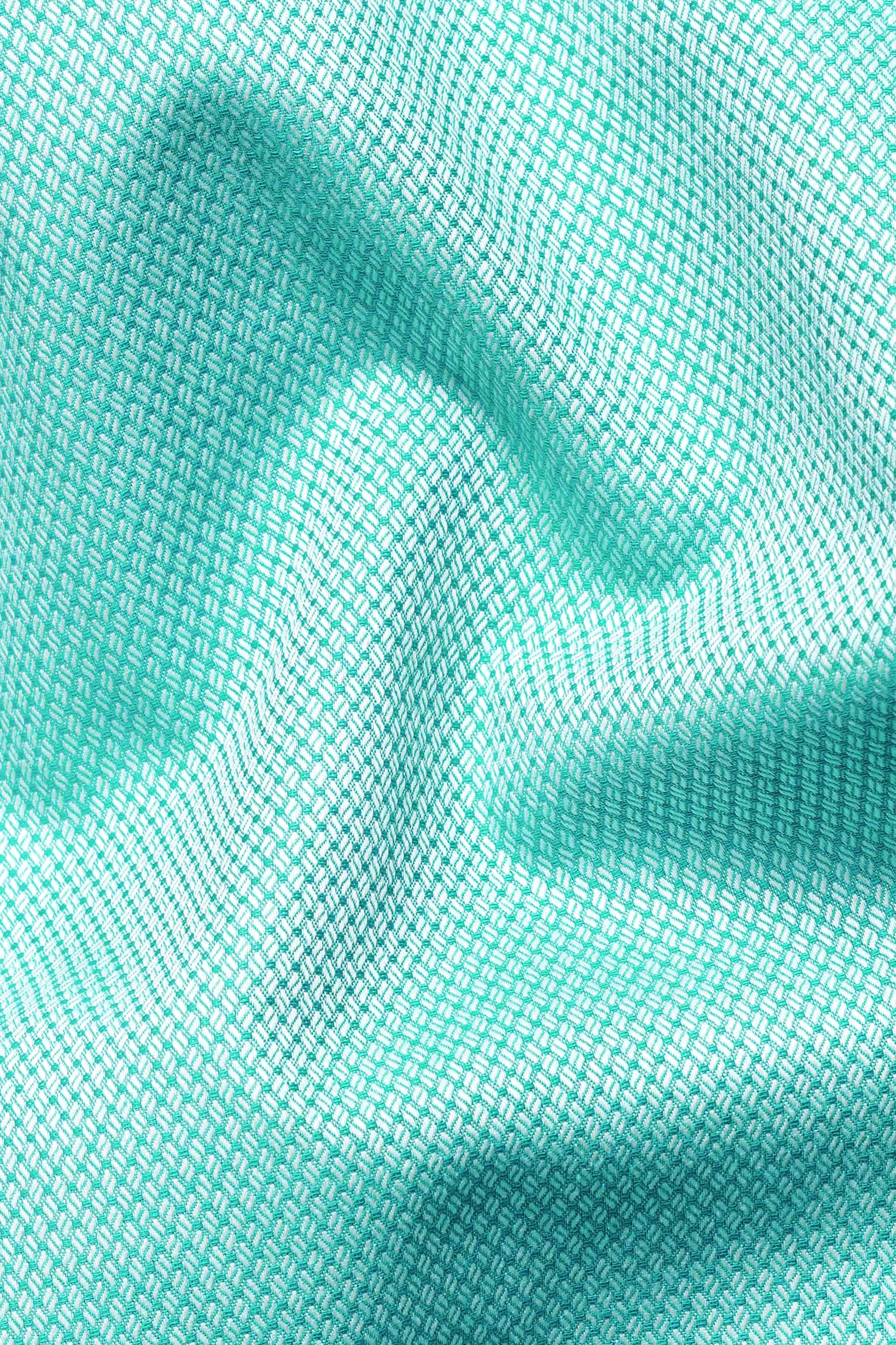 Aqua Blue Dobby Textured Premium Giza Cotton Shirt sold by French Crown product image thumbnail 2