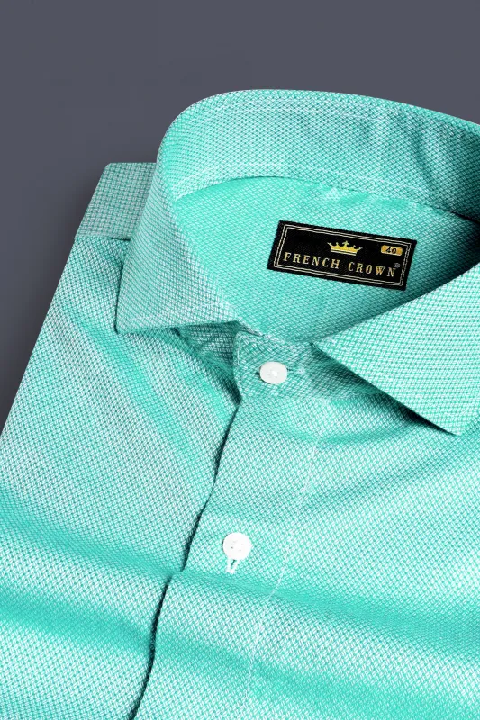 Aqua Blue Dobby Textured Premium Giza Cotton Shirt sold by French Crown